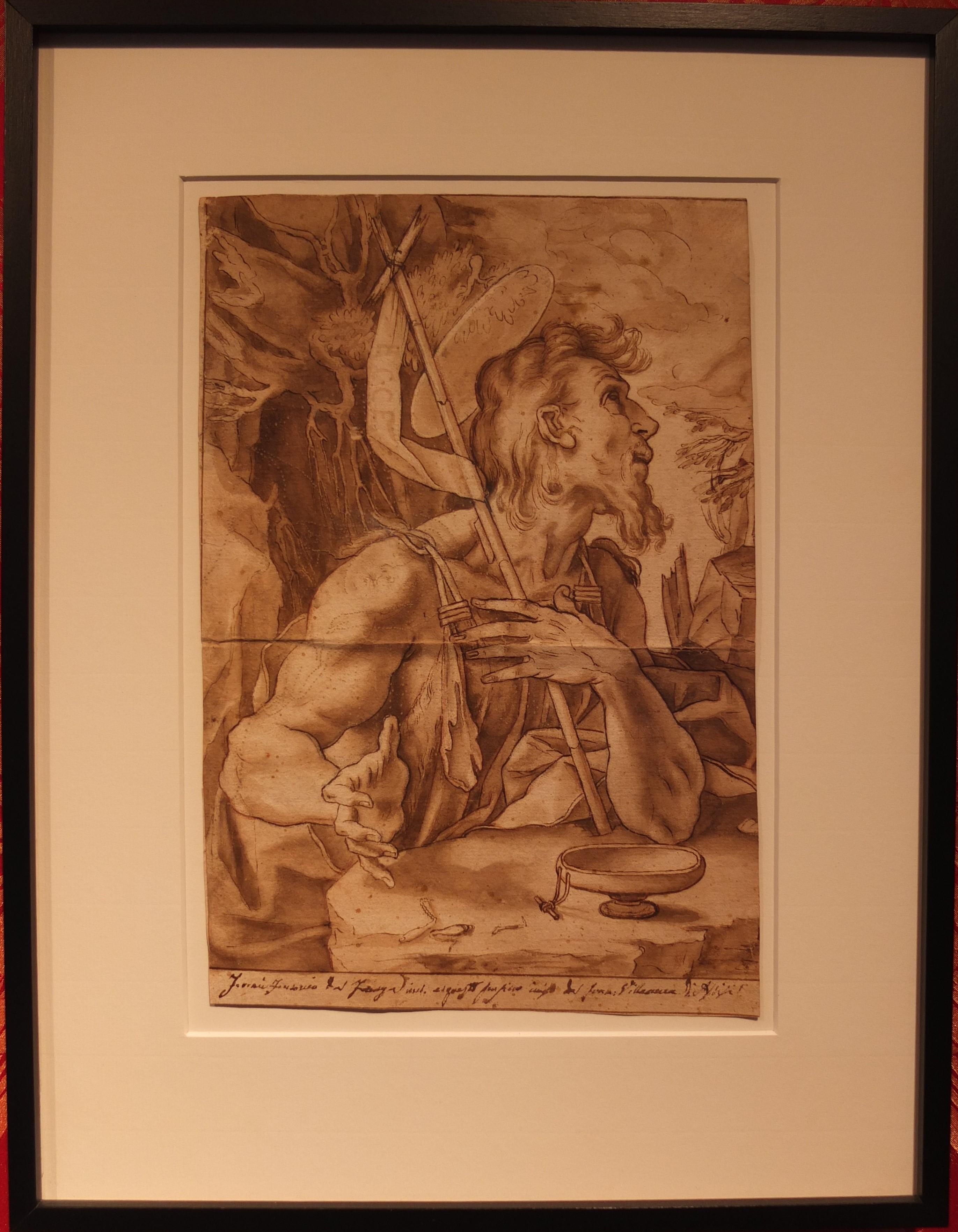 Fenzoni, Painting AND preparatorial Drawing, John the Baptist, Italy Renaissance For Sale 6