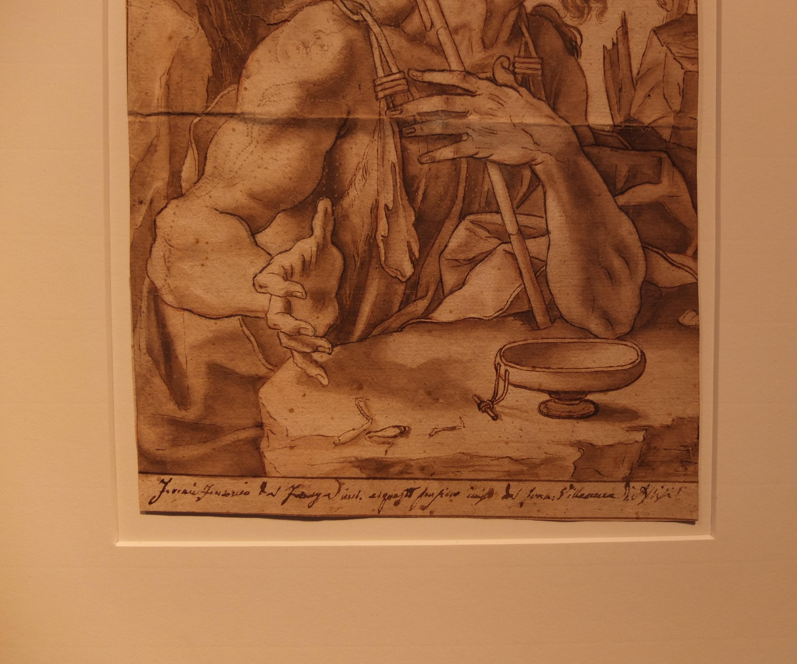 Ferrau Fenzoni, Painting AND preparatorial Drawing, John the Baptist, Renaissanc For Sale 12