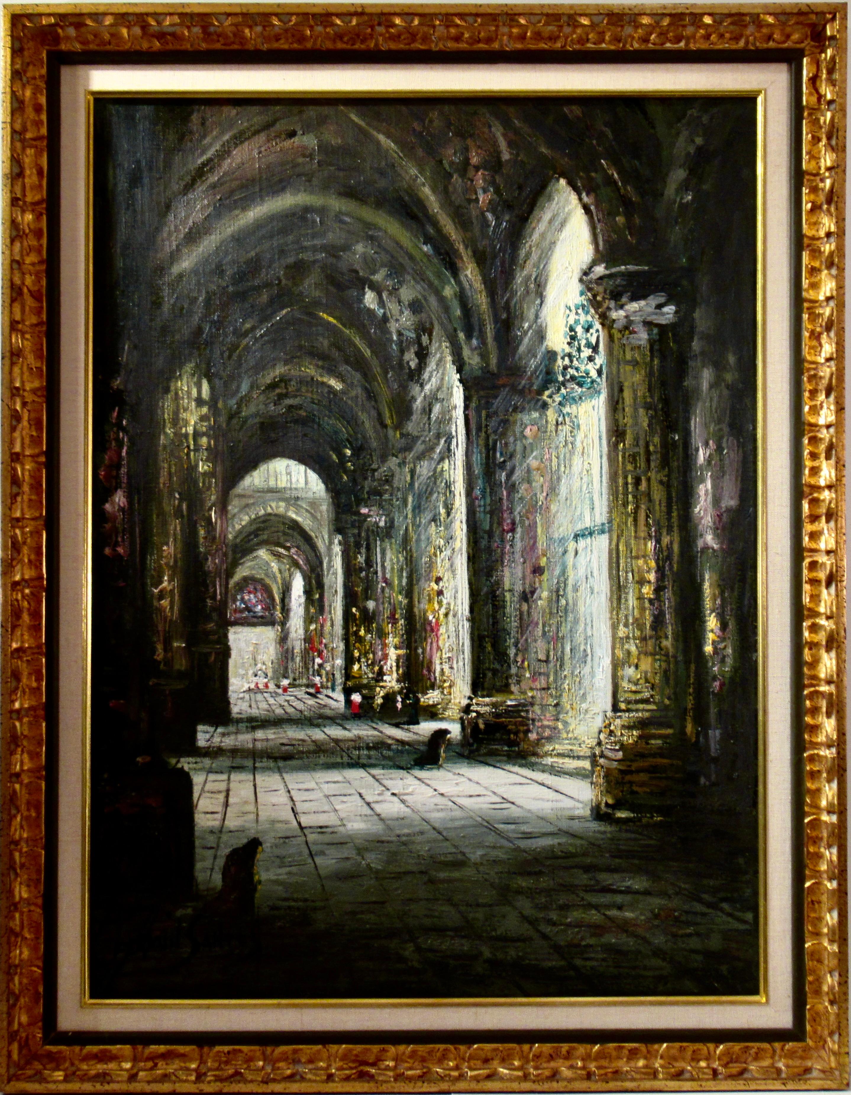 Fermin Santos Alcalde Figurative Painting – Kathedrale von Toledo, Spanien II