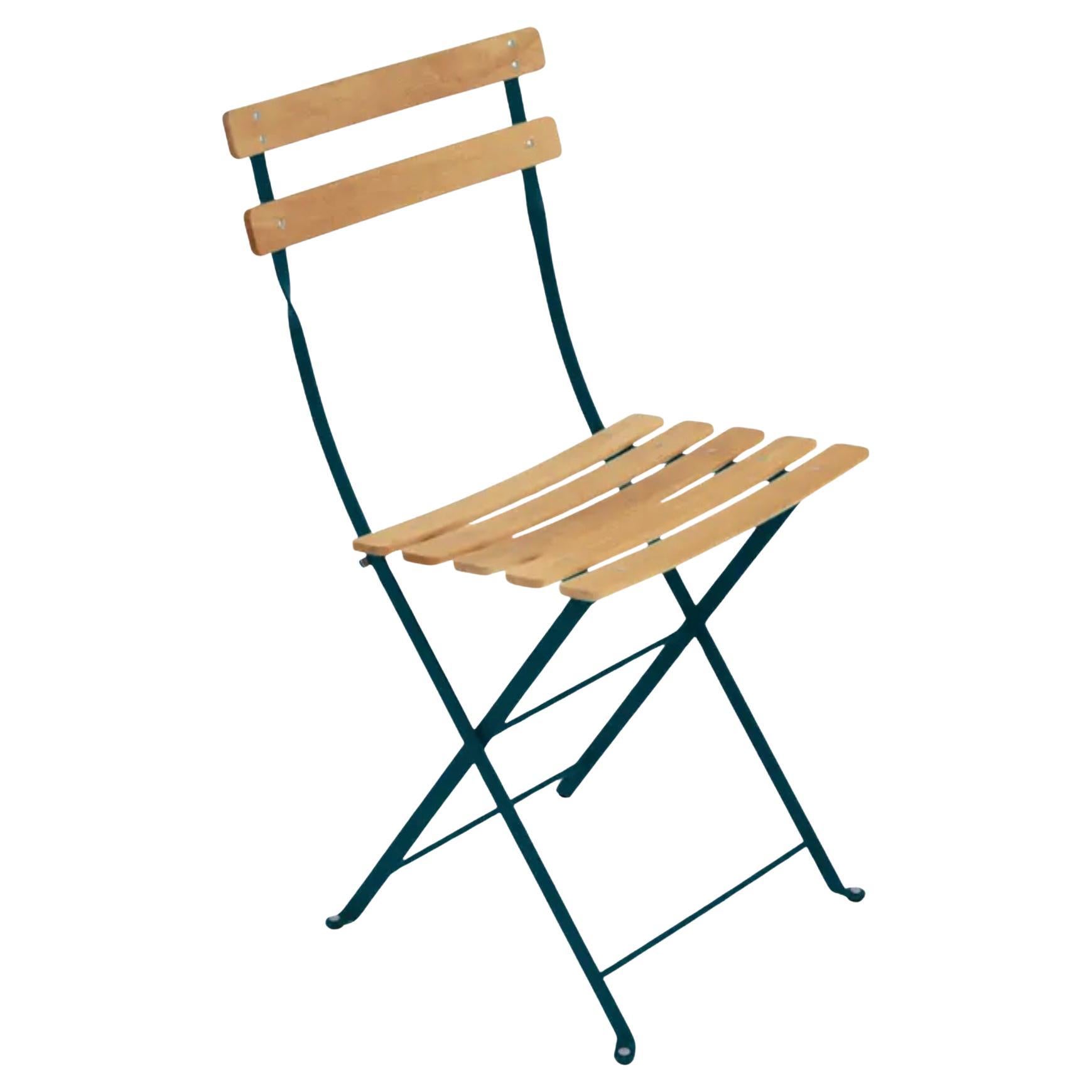 Fermob - BISTRO Natural Chaise pliante - Bleu Acapulco - Lot de 2 chaises