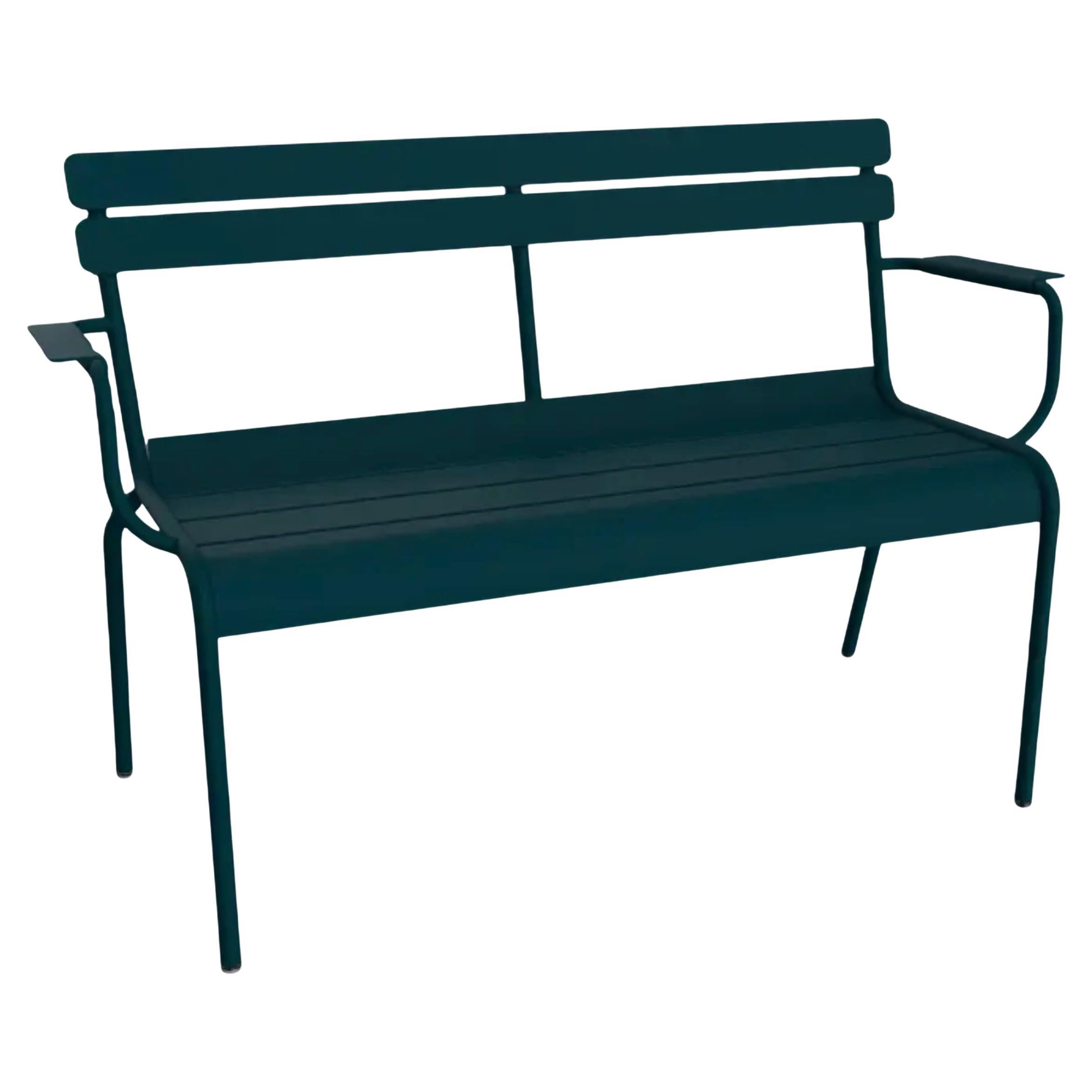 Fermob - Luxembourg 2-Seater Garden Bench with Armrests - Acapulco Blue