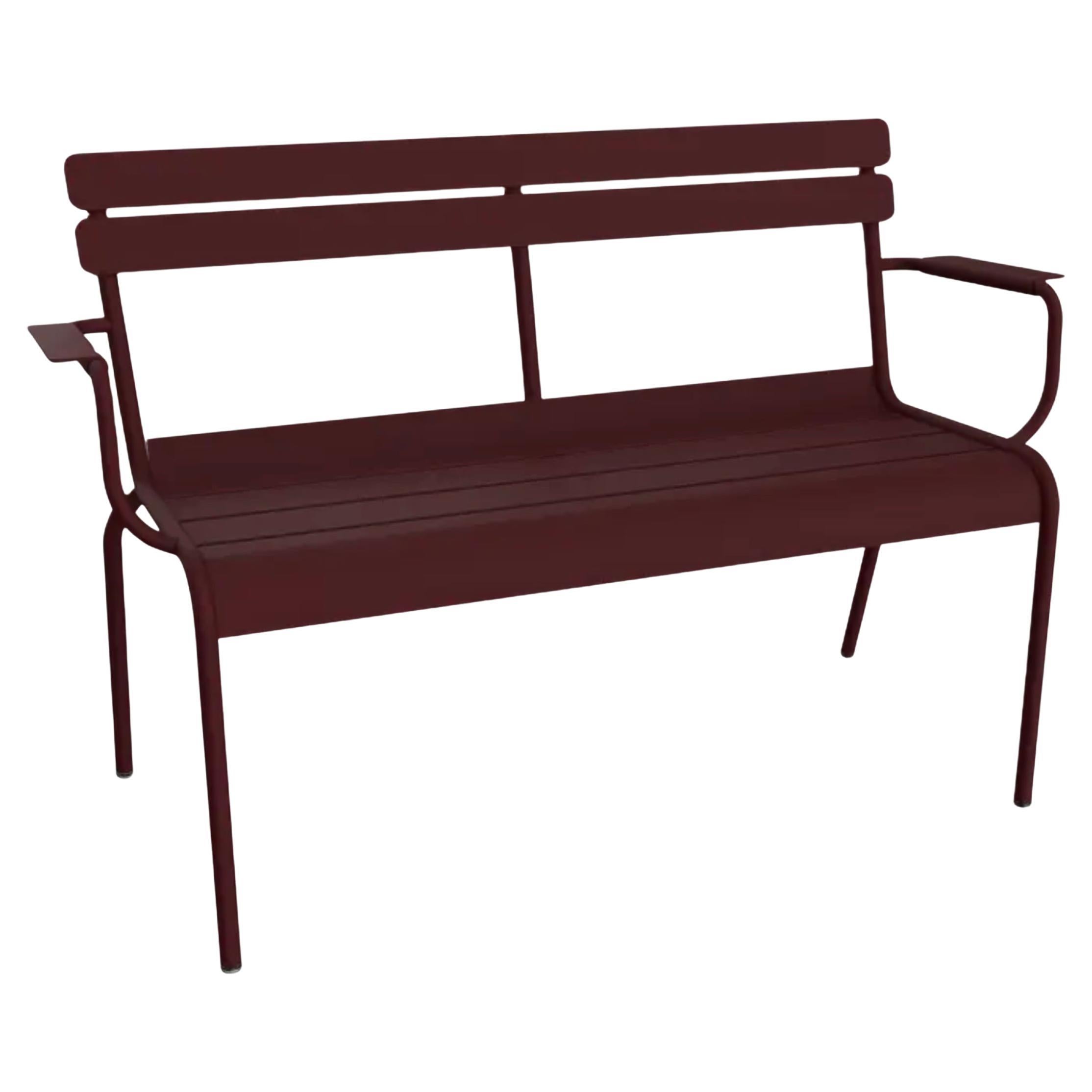 Fermob – Luxembourg 2-Seater Garden Bench with Armrests - Black Cherry