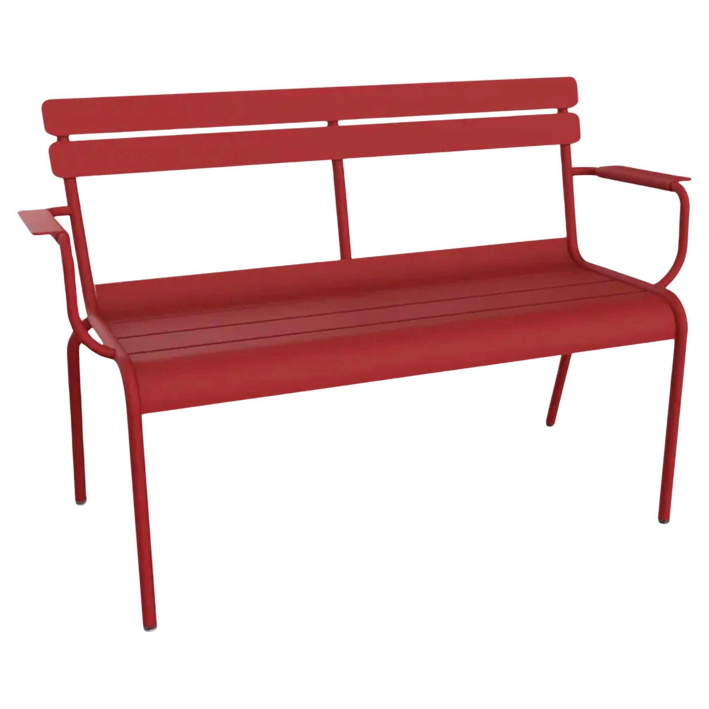 Fermob - Luxembourg 2-Seater Garden Bench with Armrests - Chili