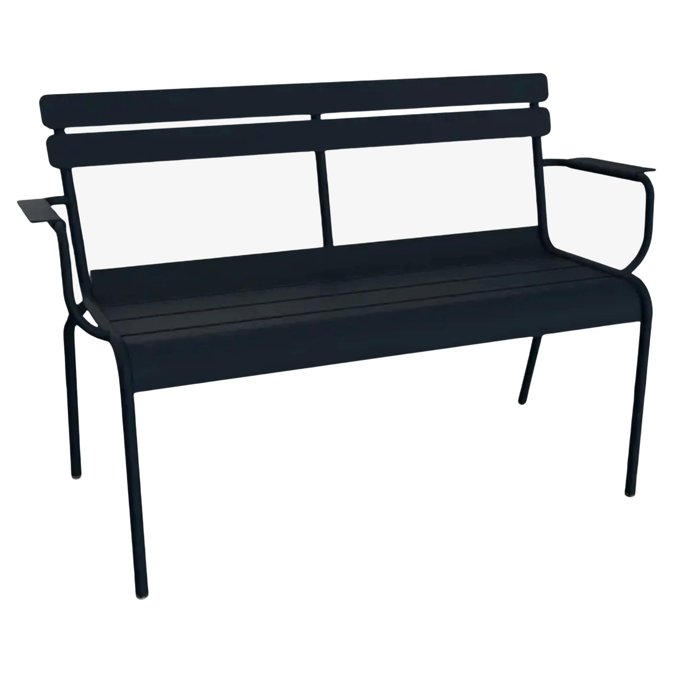 Fermob – Luxembourg 2-Seater Garden Bench with Armrests - Deep blue