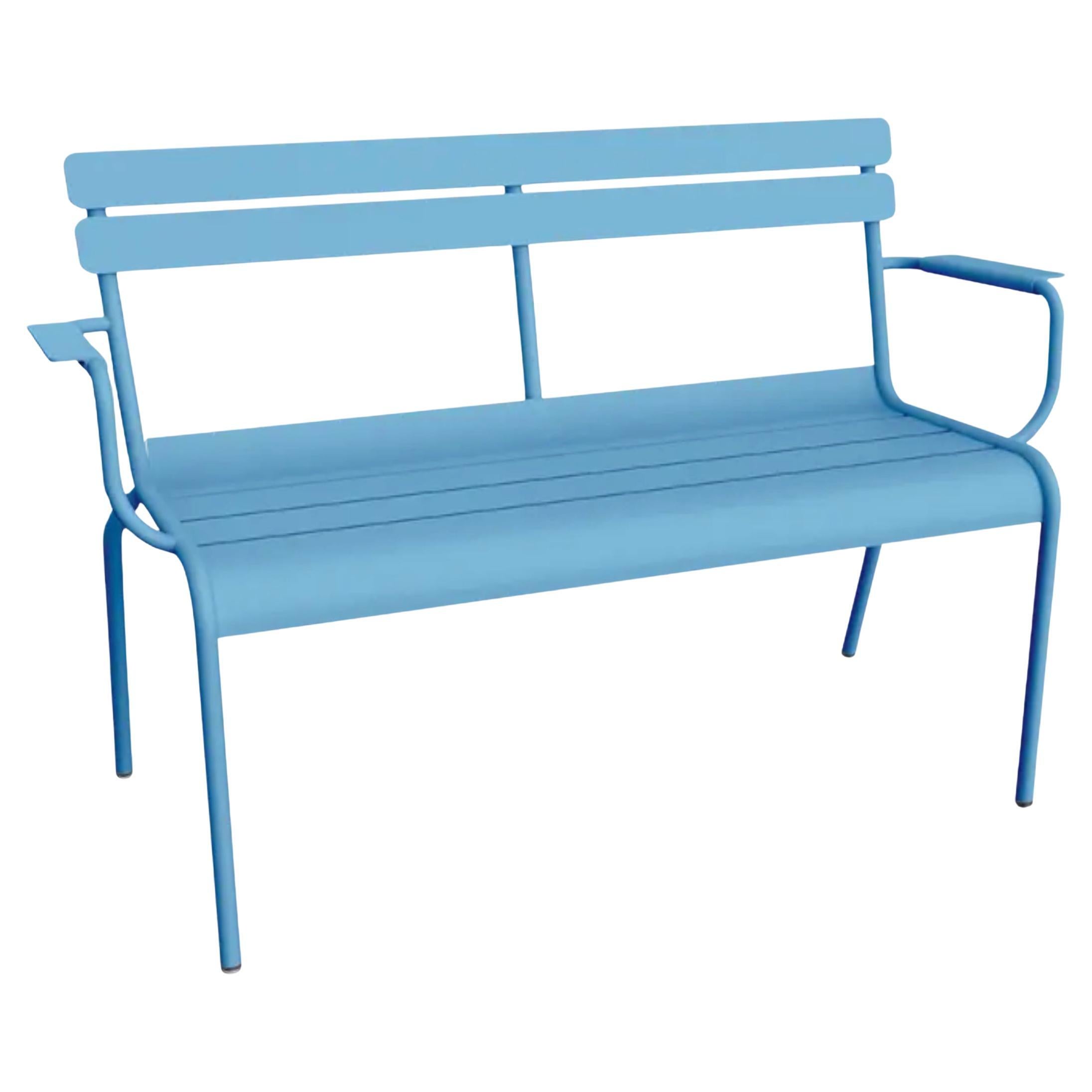 Fermob - Luxembourg 2-Seater Garden Bench with Armrests - Maya Blue