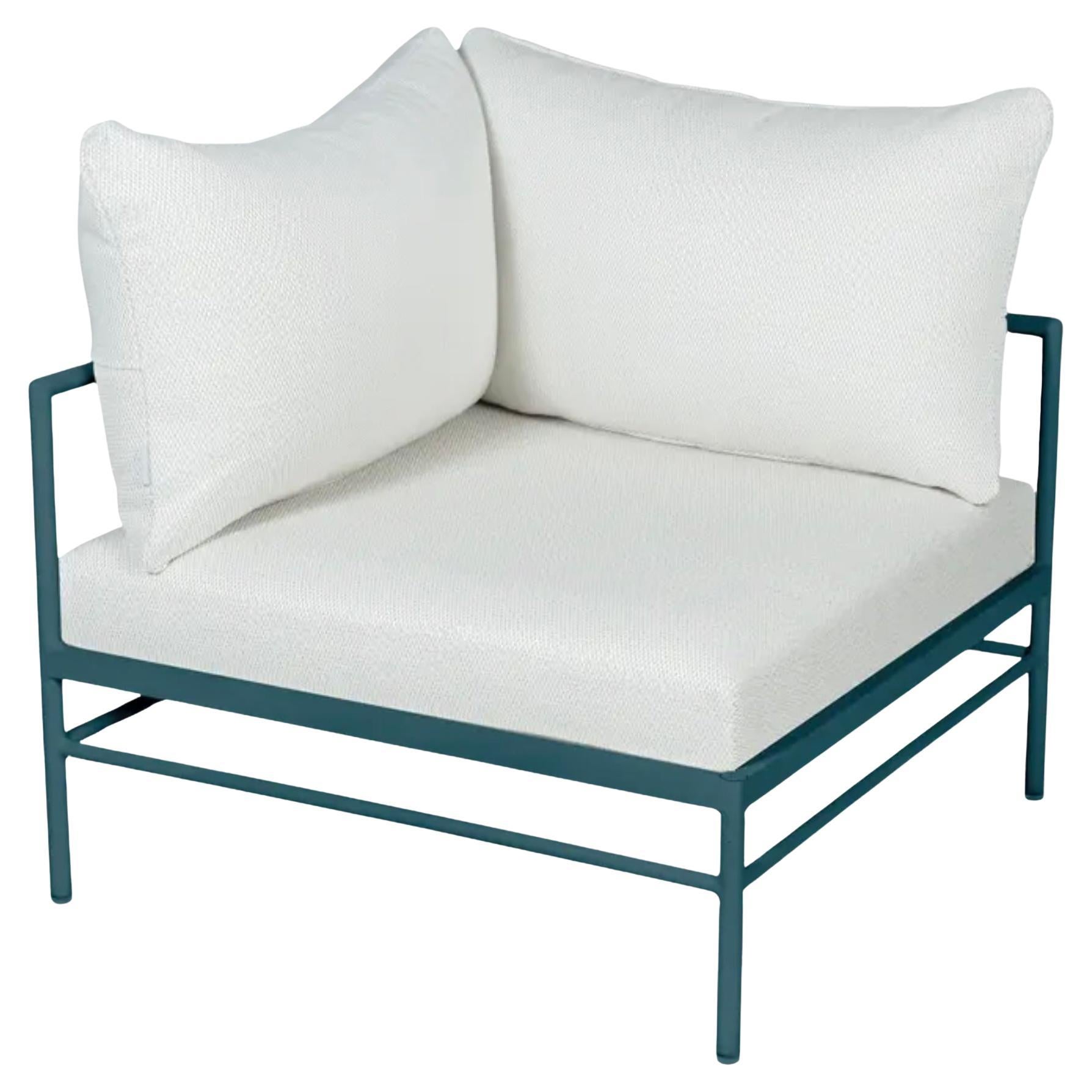 Fermob - Fauteuil d
angle RIVAGE - Bleu Acapulco - Coussins perlés en vente