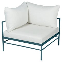Fermob - Fauteuil d
angle RIVAGE - Bleu Acapulco - Coussins perlés