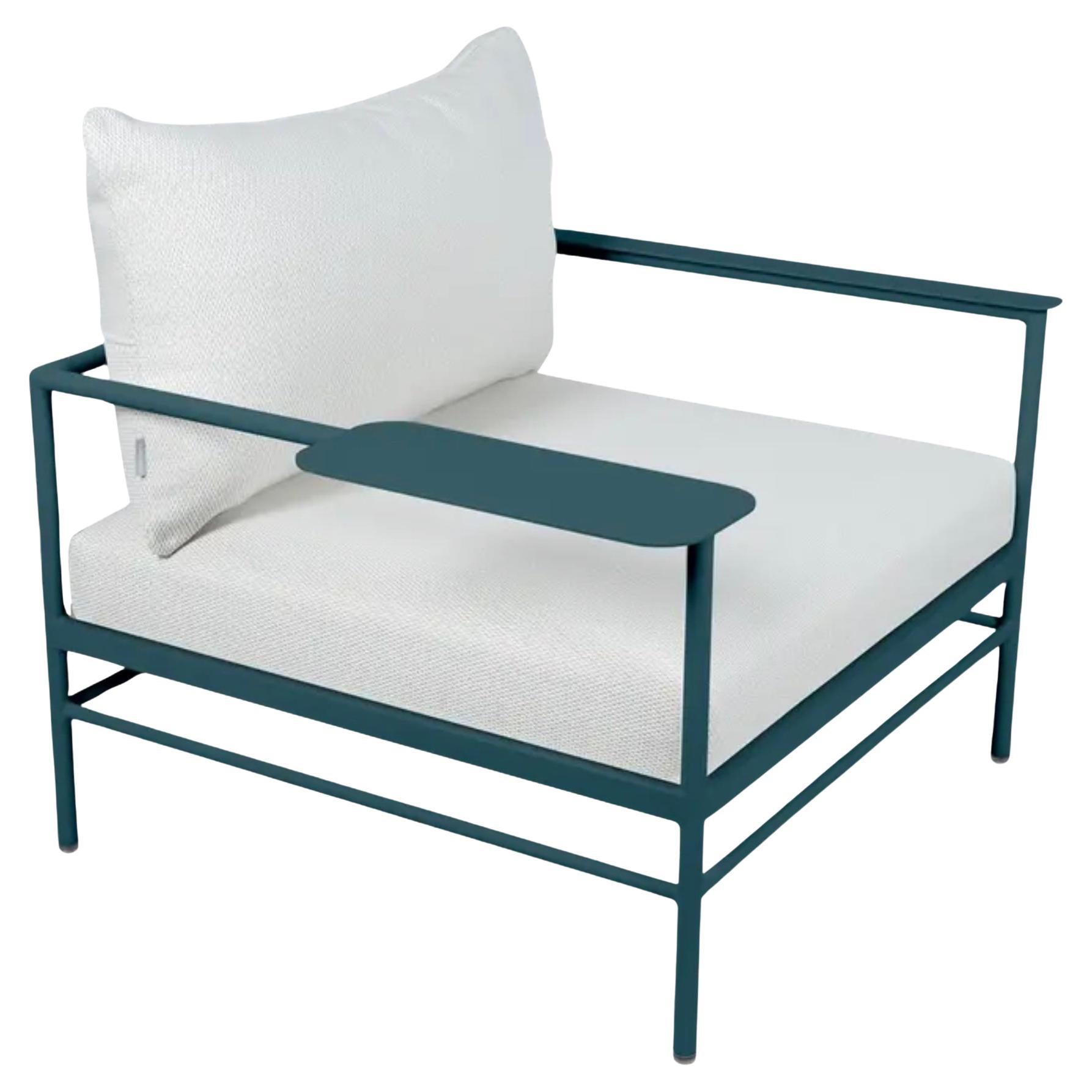 Fermob - Fauteuil bas RIVAGE - Bleu Acapulco - Coussins perlés
