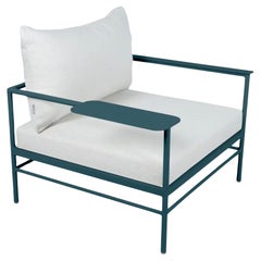 Fermob - Fauteuil bas RIVAGE - Bleu Acapulco - Coussins perlés
