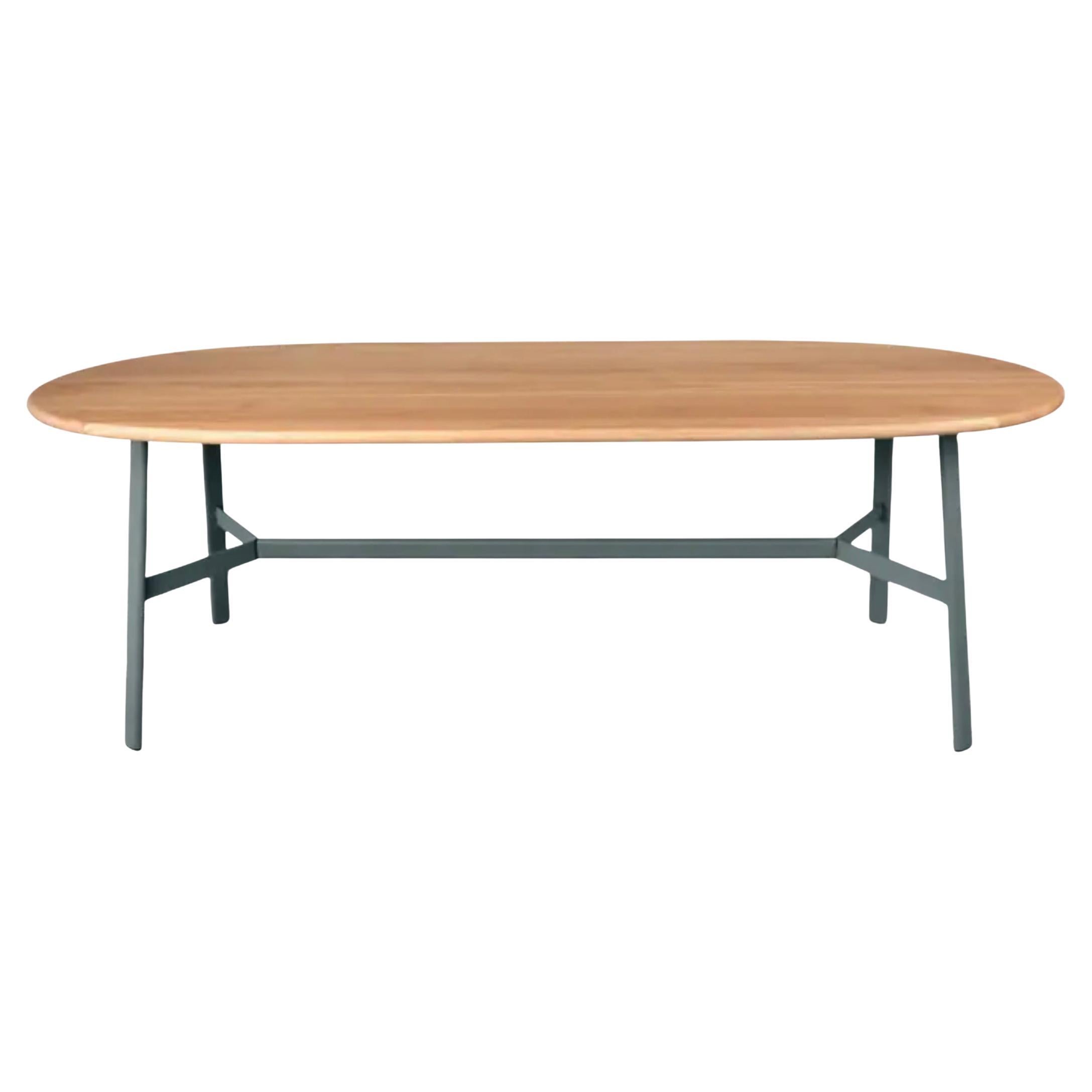 Fermob – SO’O Oval Oak Table 220 × 95 cm - W 86.6 × D 37.4 inch - Storm Grey