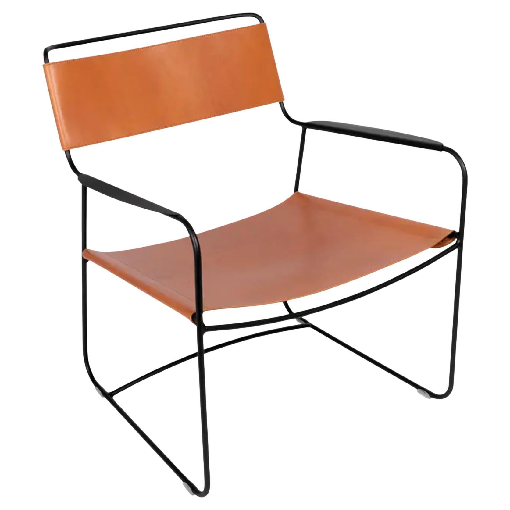 Fermob – SURPRISING Leather Low Armchair - Liquorice in vendita