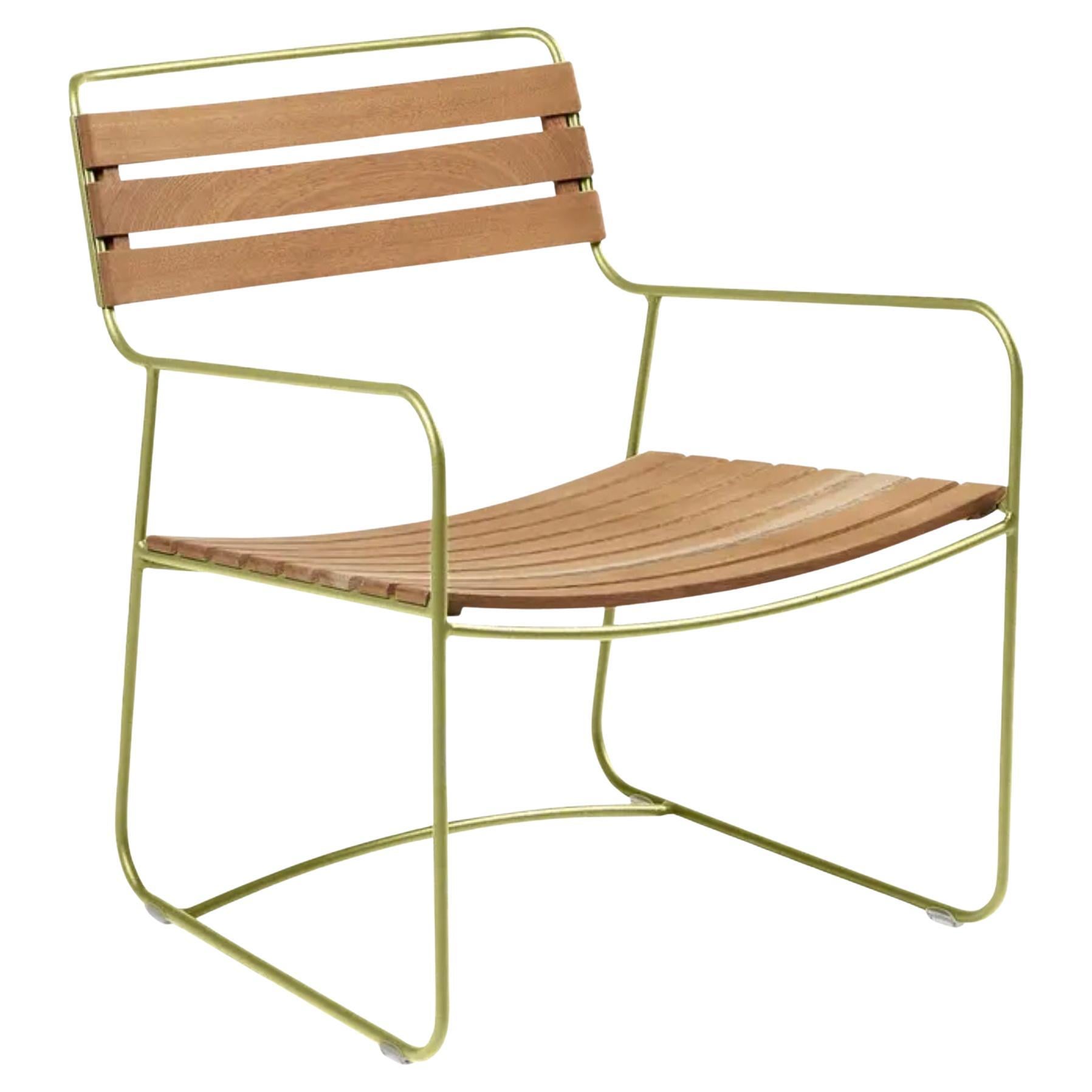 Fermob - SURPRISING Teak Low Armchair - Willow Green