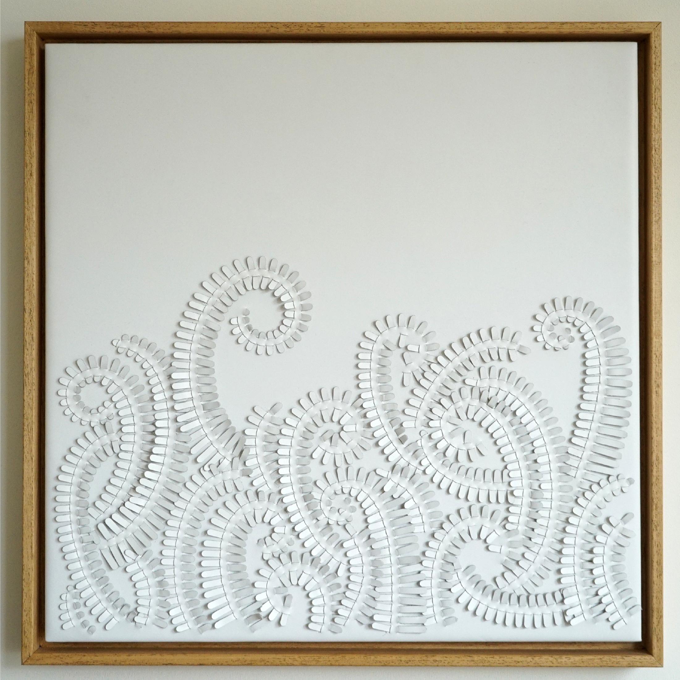 Modern Fern: A Piece of 3D Sculptural White Leather Wall Art For Sale