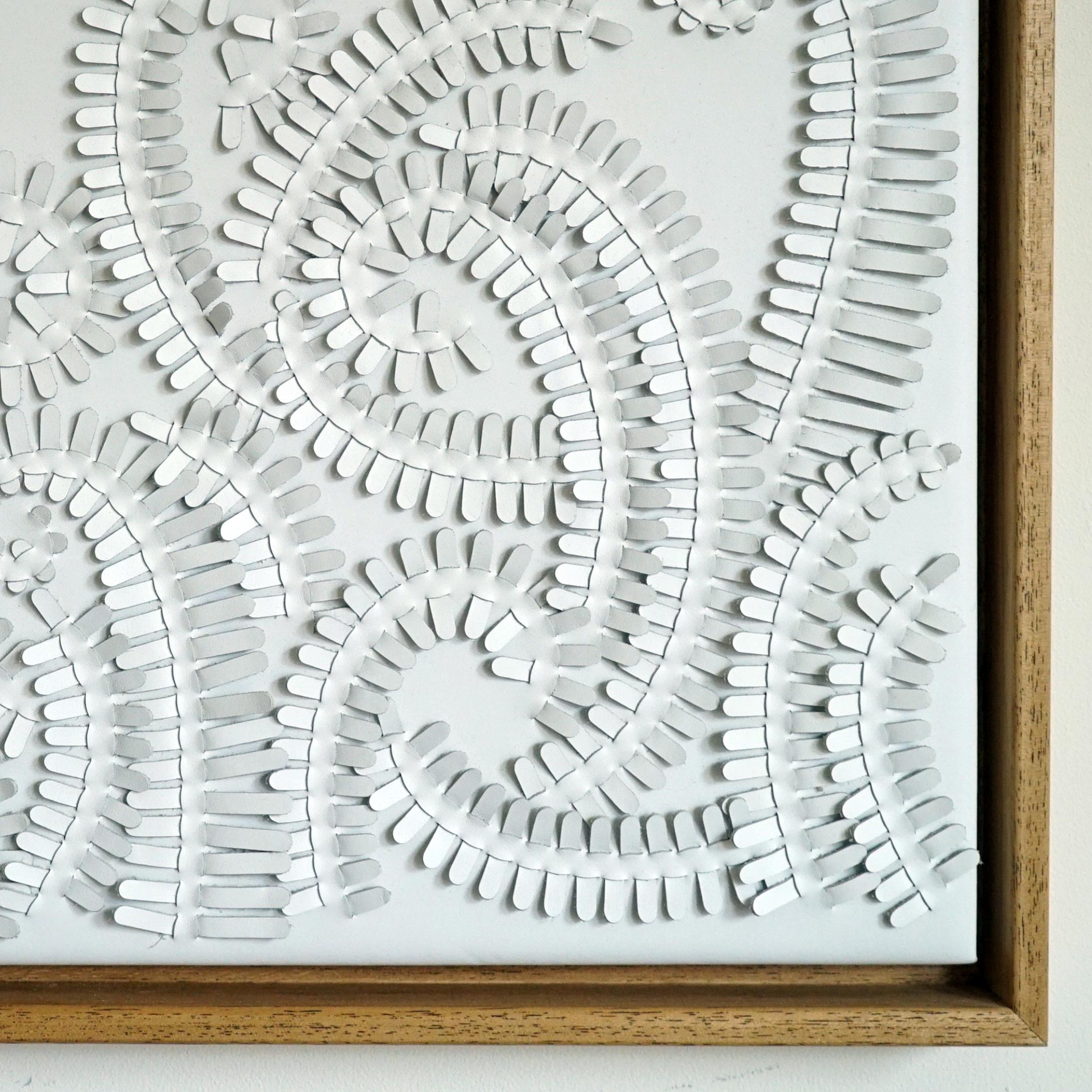 European Fern: A Piece of 3D Sculptural White Leather Wall Art For Sale