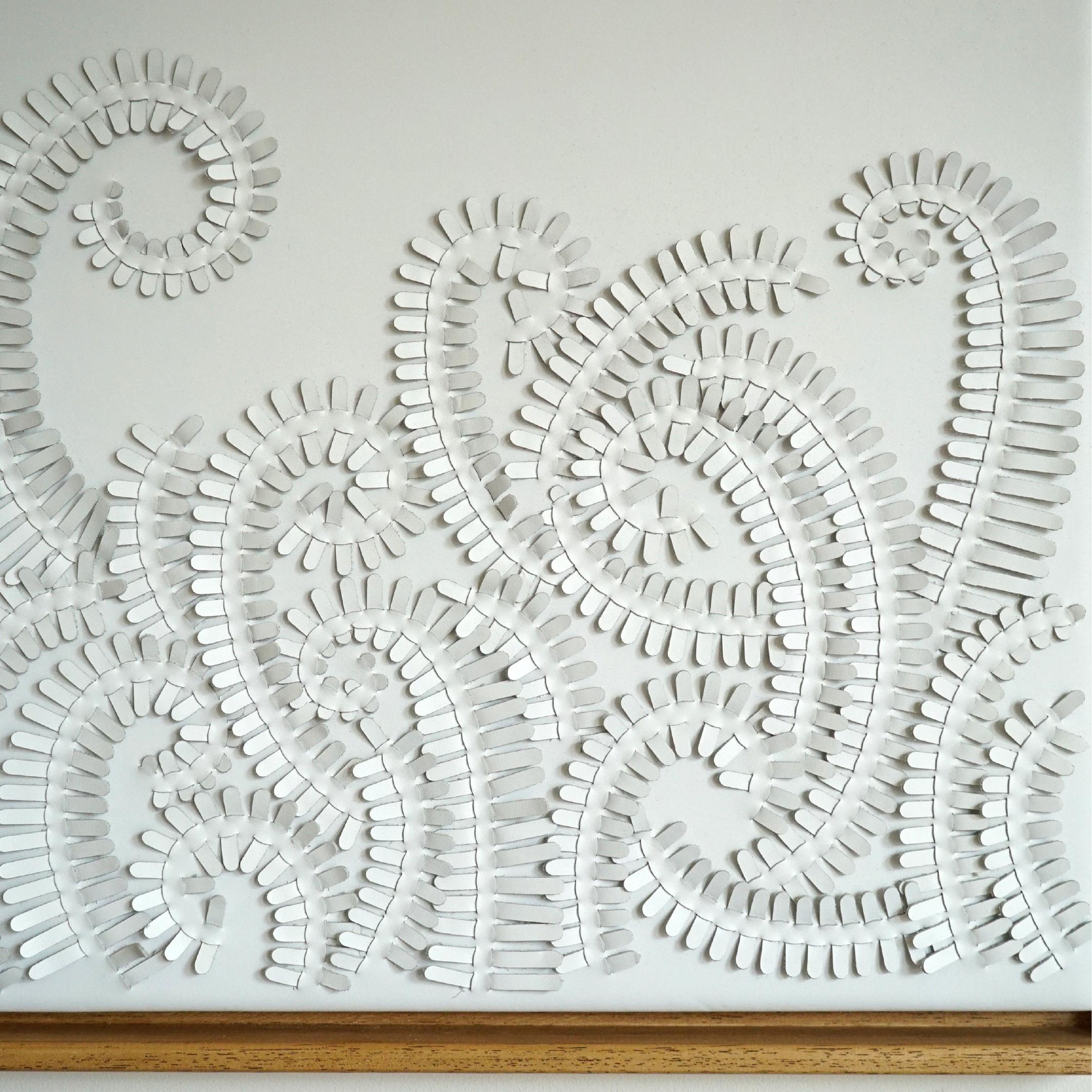 Other Fern: A Piece of 3D Sculptural White Leather Wall Art For Sale