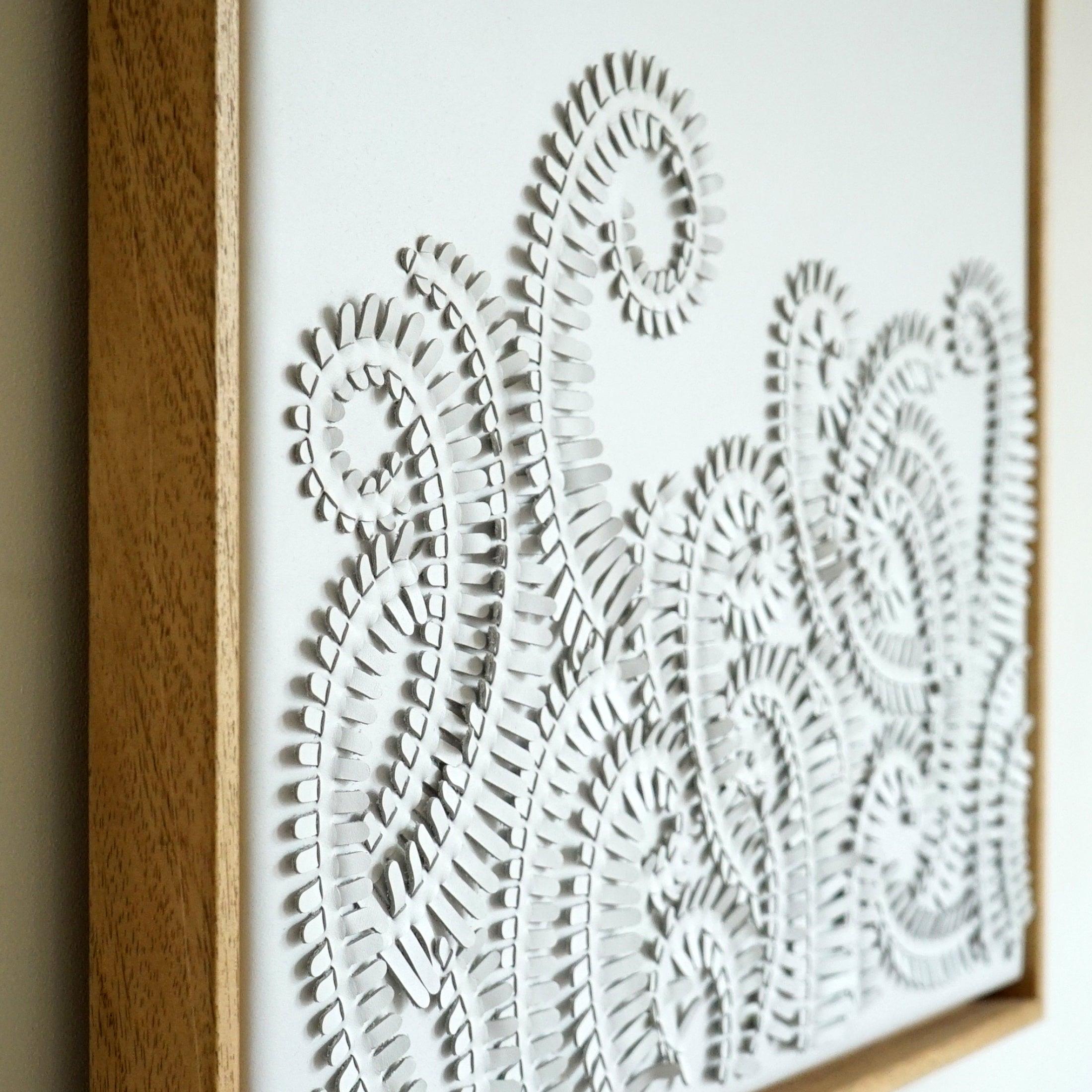 Fern: A Piece of 3D Sculptural White Leather Wall Art In New Condition For Sale In Margate, GB