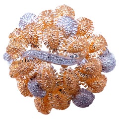 Fern Cluster Brooch Pin 18kt 12568