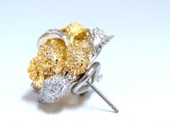 Fern Floral Puff Cluster Diamond Clip Earrings 14 Karat*