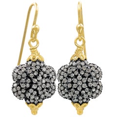 Fern Freeman Double-Sided Diamond Yellow Gold Dangle Drop Earrings