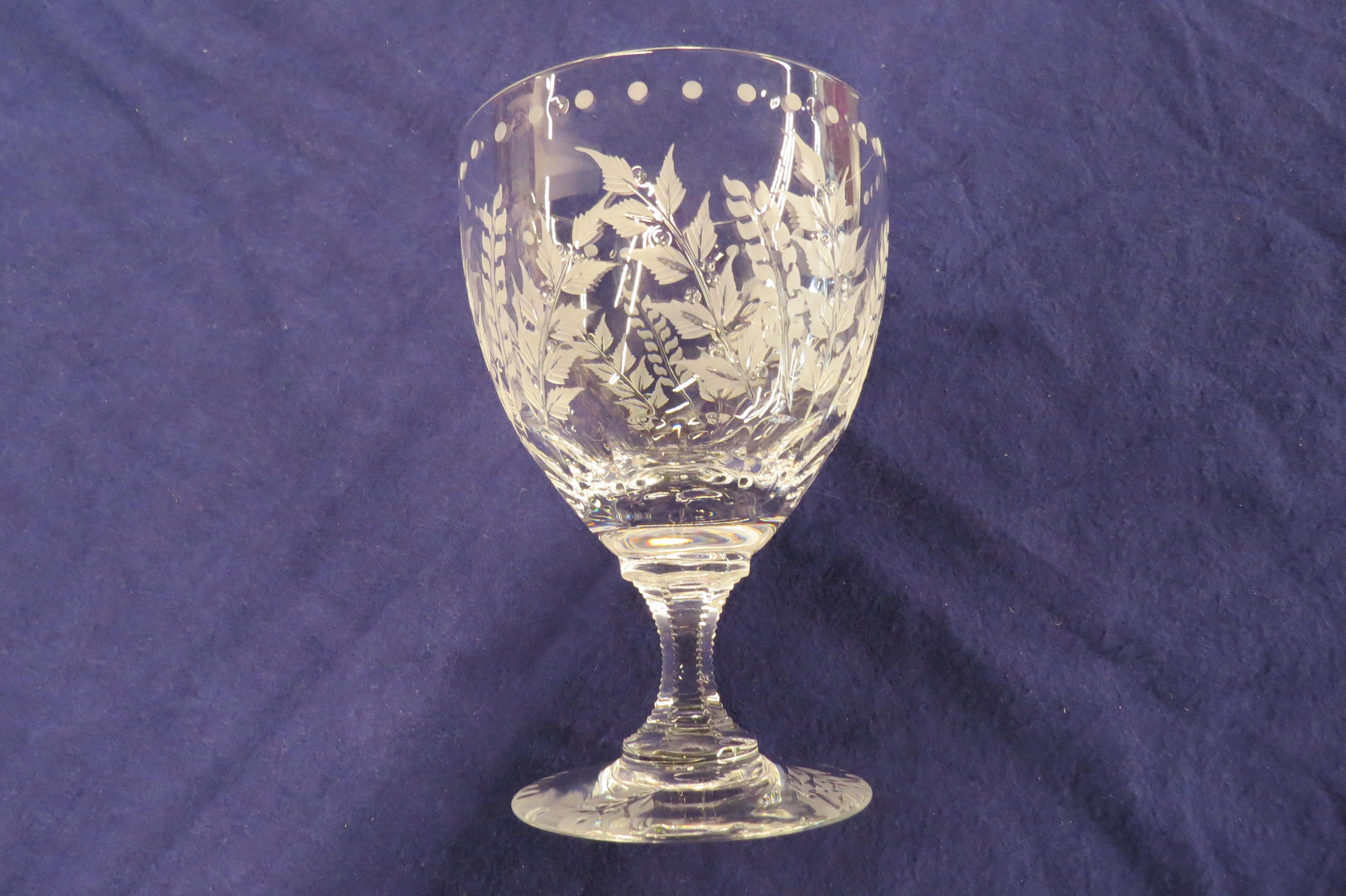 English Fern Goblet by William Yeoward Crystal Set of Twelve For Sale
