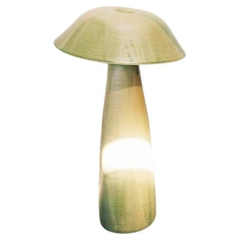 Medium Pilzlampe mit grüner Glasur und Satin von Nick Pourfard