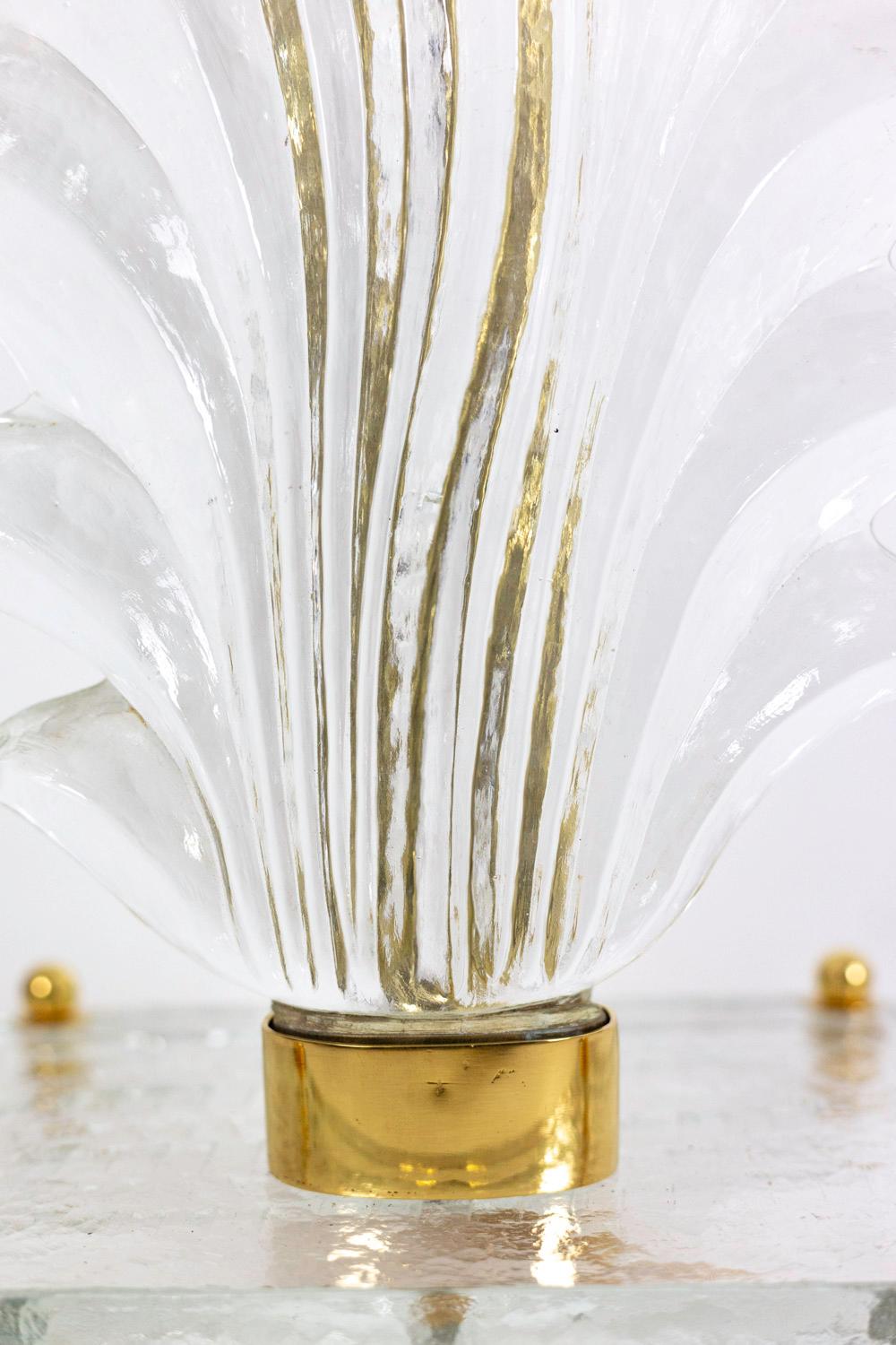 Brass Fern Lamp in Murano Glass, 1970s