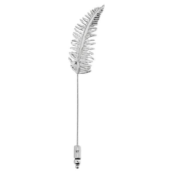 Fern Lapel Pin with Rhodium Finish For Sale