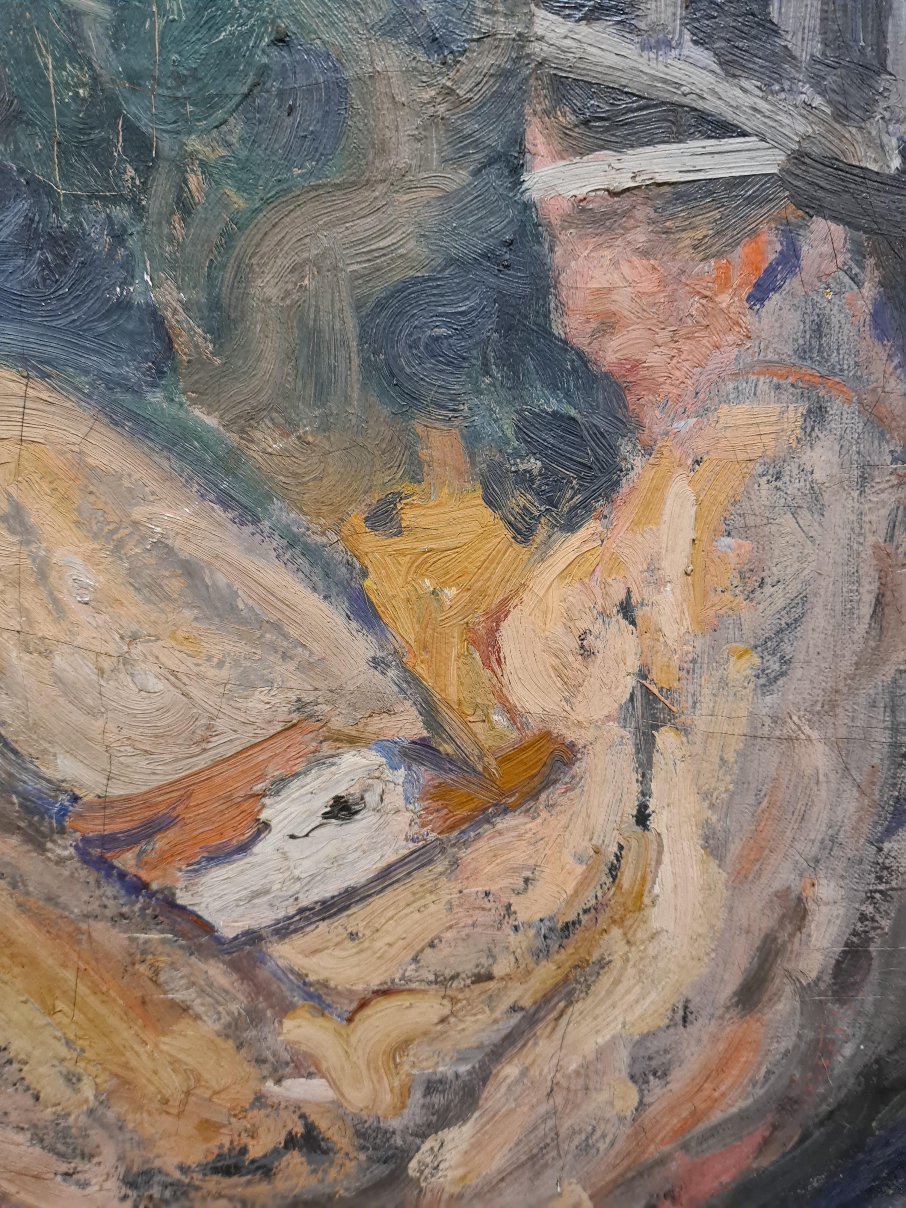 Leda und der Schwan, ein allegorisches Gemälde der Ästhetizismus des frühen 20. Jahrhunderts im Angebot 5
