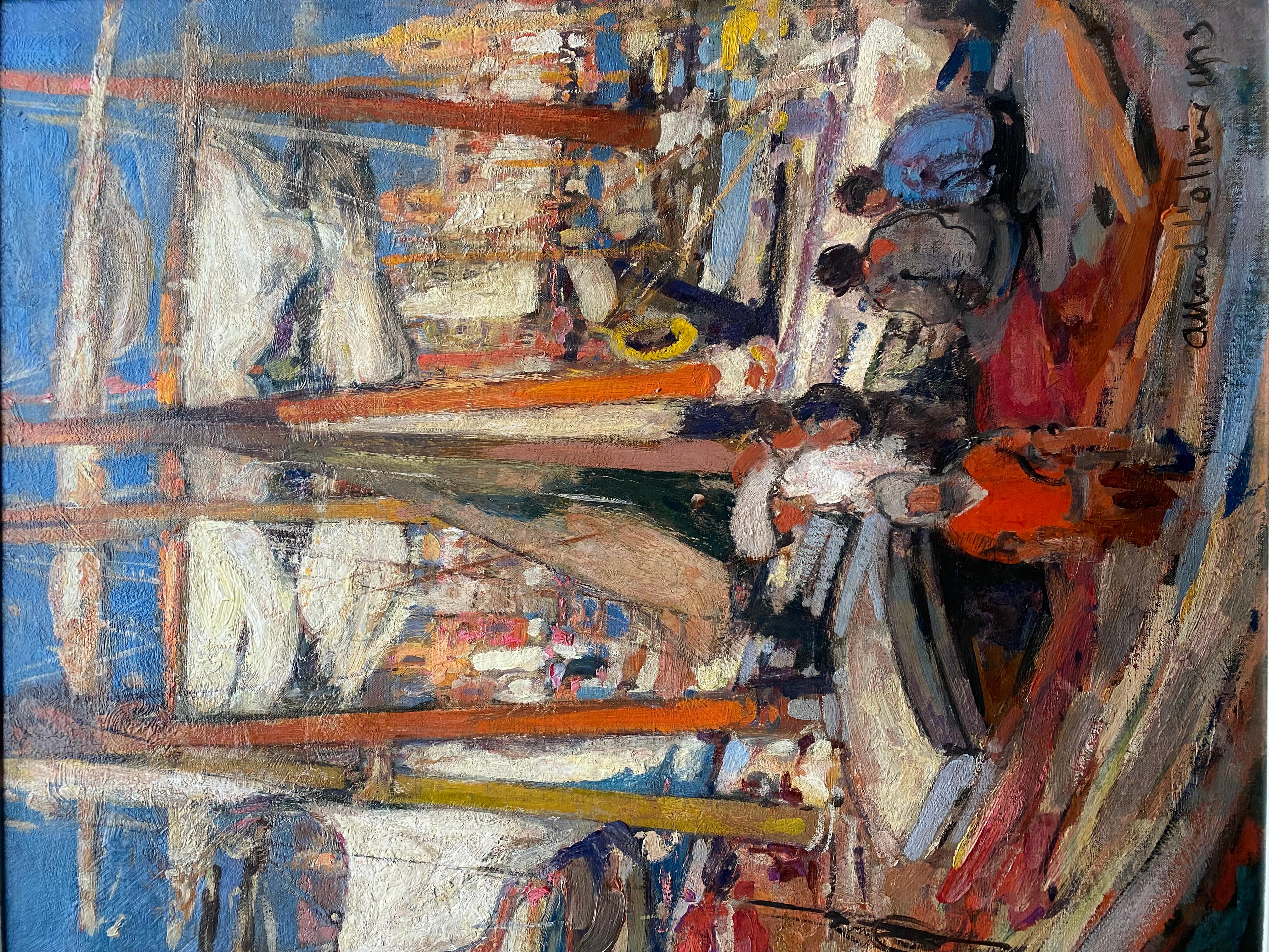 Scène portuaire - Port de Palerme' par Fernand Allard L'Olivier ( 1883 - 1933 ) - Marron Landscape Painting par Fernand Allard l’Olivier