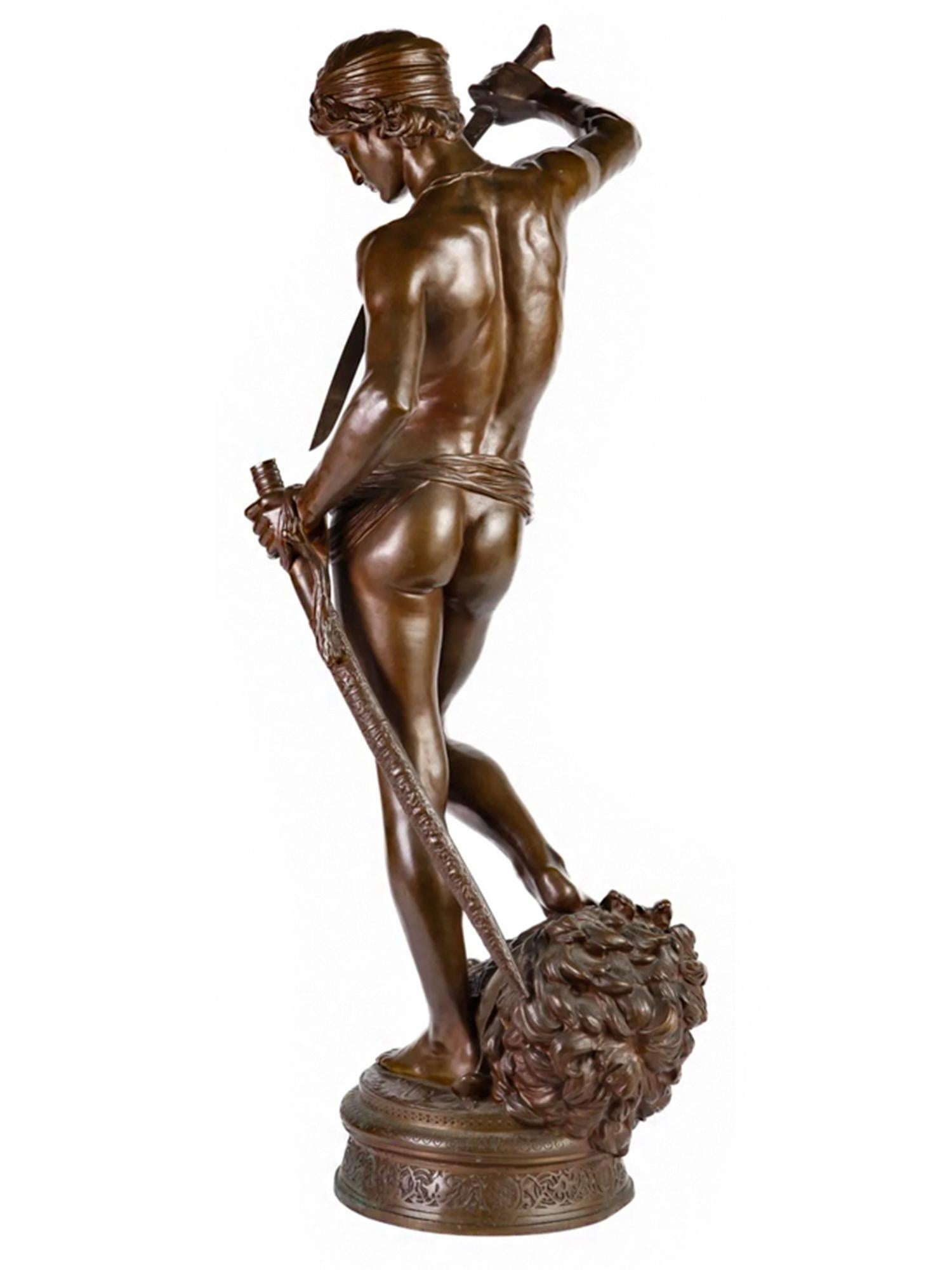David che sconfigge Golia di Antonin Mercie (1845-1916) - Sculpture Rinascimento di Fernand Antonin Mercie