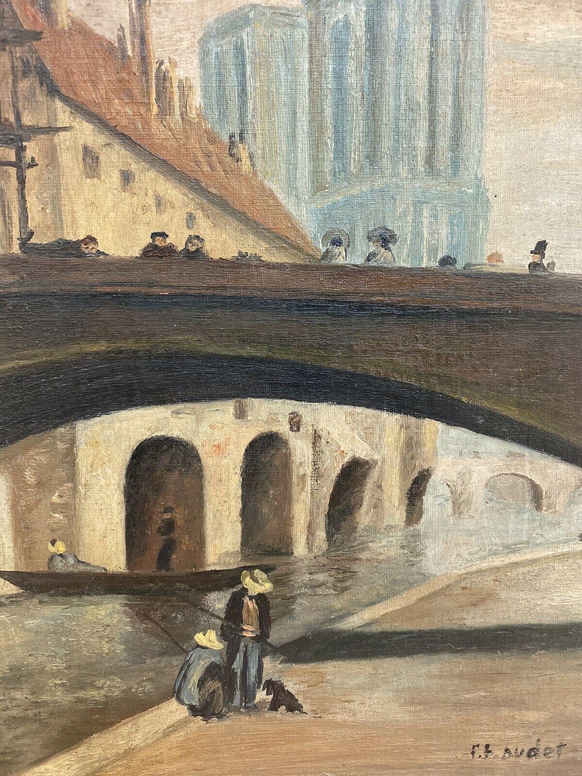 20th Century Fernand Audet French Impressionist Oil Paris Notre Dame River Seine For Sale