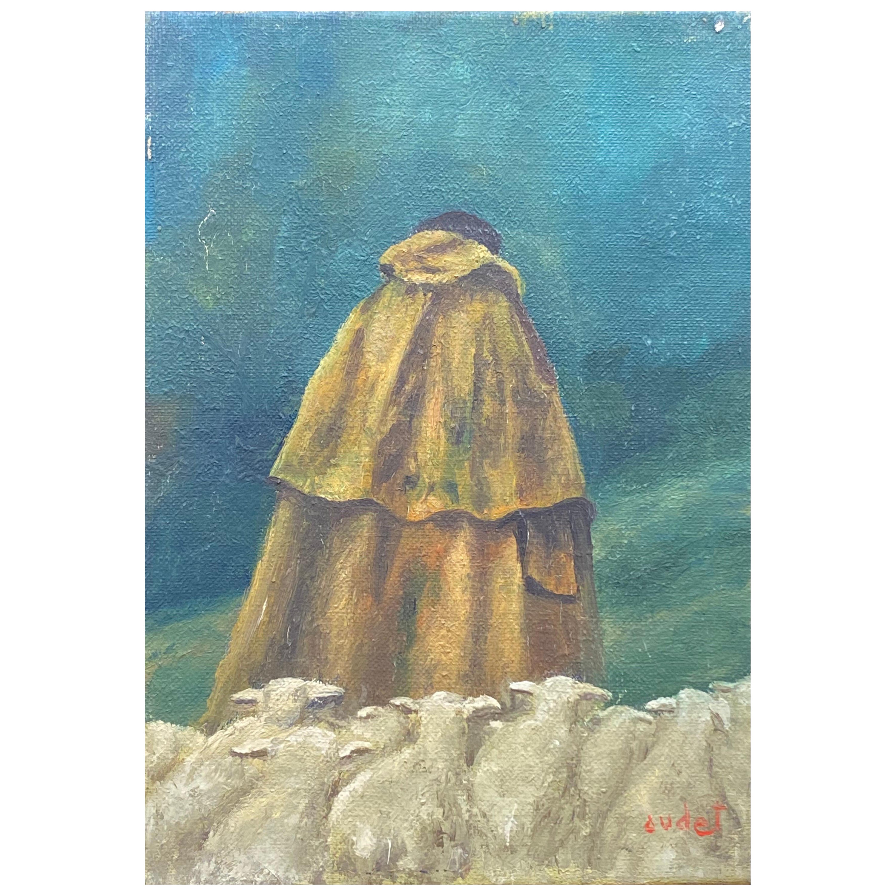 Fernand Audet Huile signée Berger et mouton dans un paysage en vente