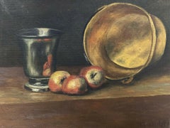 FERNAND AUDET (1923-2016) FRENCH IMPRESSIONIST OIL - APPLES 
PANS STILL LIFE