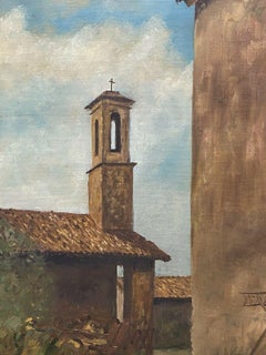 FERNAND AUDET (1923-2016) FRENCH IMPRESSIONIST OIL - CHURCH BELL TOWER