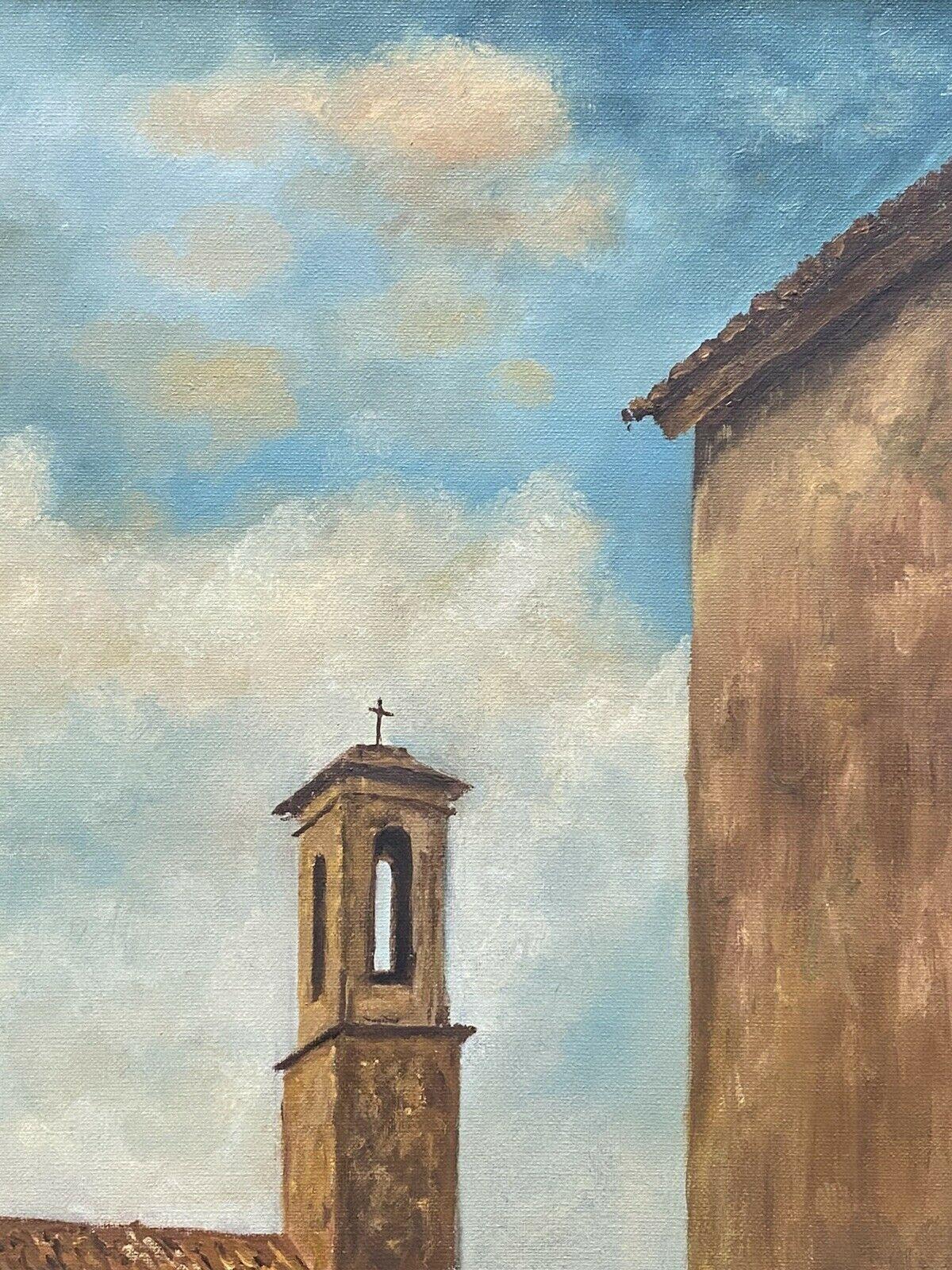 FERNAND AUDET (1923-2016) FRENCH IMPRESSIONIST OIL - CHURCH BELL TOWER - Gray Figurative Painting by Fernand Audet