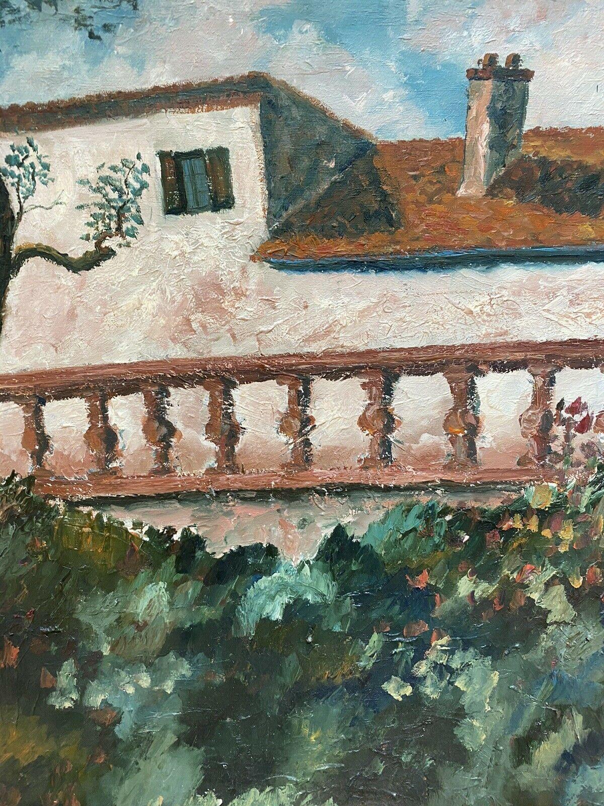 FERNAND AUDET (1923-2016) FRENCH IMPRESSIONIST OIL - GARDEN TERRACE BESIDE HOUSE - Post-Impressionist Painting by Fernand Audet