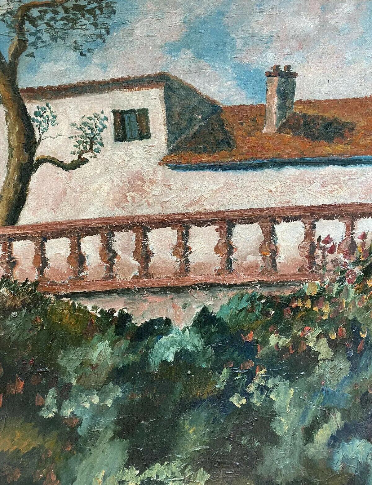 Fernand Audet Landscape Painting - FERNAND AUDET (1923-2016) FRENCH IMPRESSIONIST OIL - GARDEN TERRACE BESIDE HOUSE