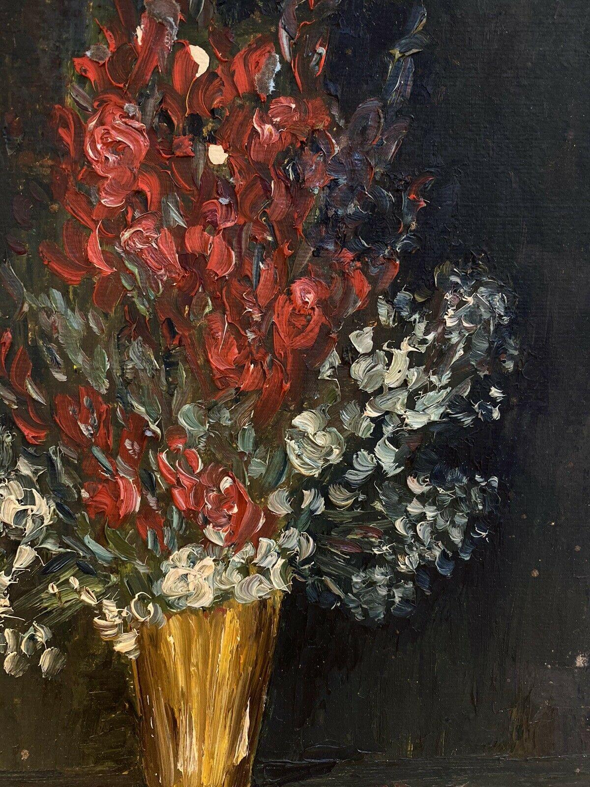 FERNAND AUDET (1923-2016) FRENCH IMPRESSIONIST OIL - LARGE STILL LIFE FLOWERS - Black Interior Painting by Fernand Audet