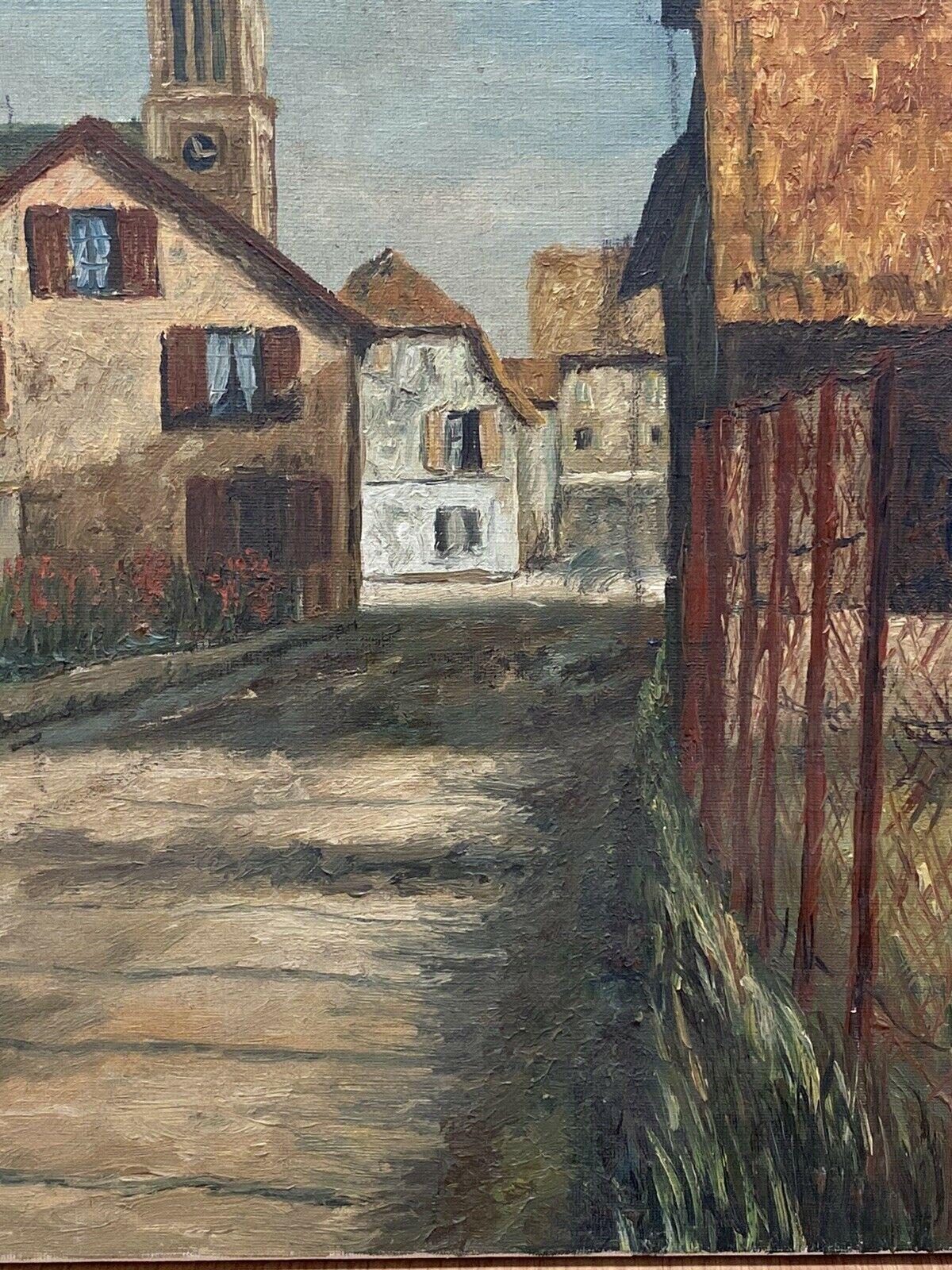 FERNAND AUDET (1923-2016) FRENCH IMPRESSIONIST OIL - OLD FRENCH STREET SCENE - Gray Landscape Painting by Fernand Audet