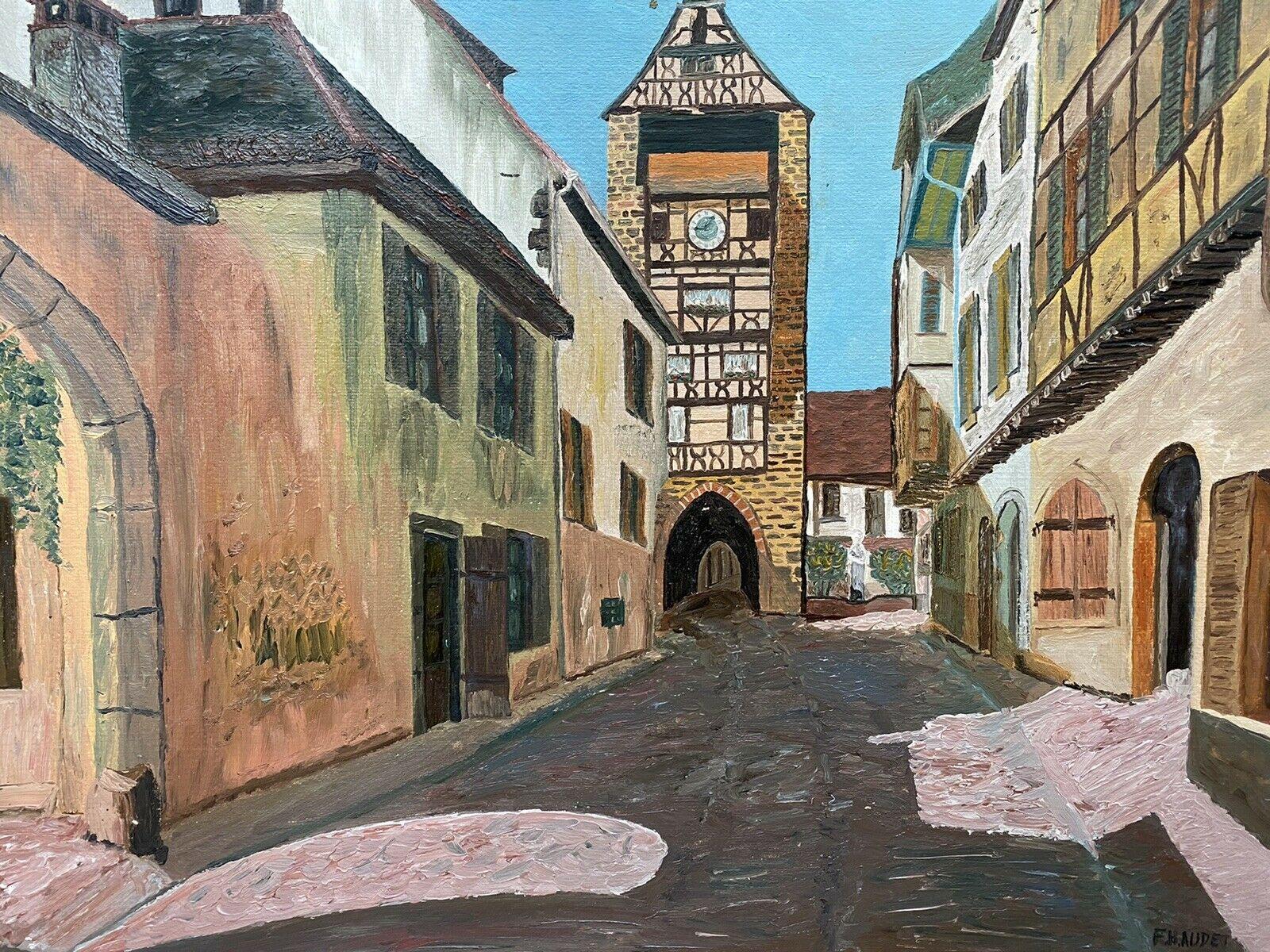 Fernand Audet Landscape Painting - FERNAND AUDET (1923-2016) FRENCH IMPRESSIONIST OIL - OLD FRENCH TOWN BUILDINGS