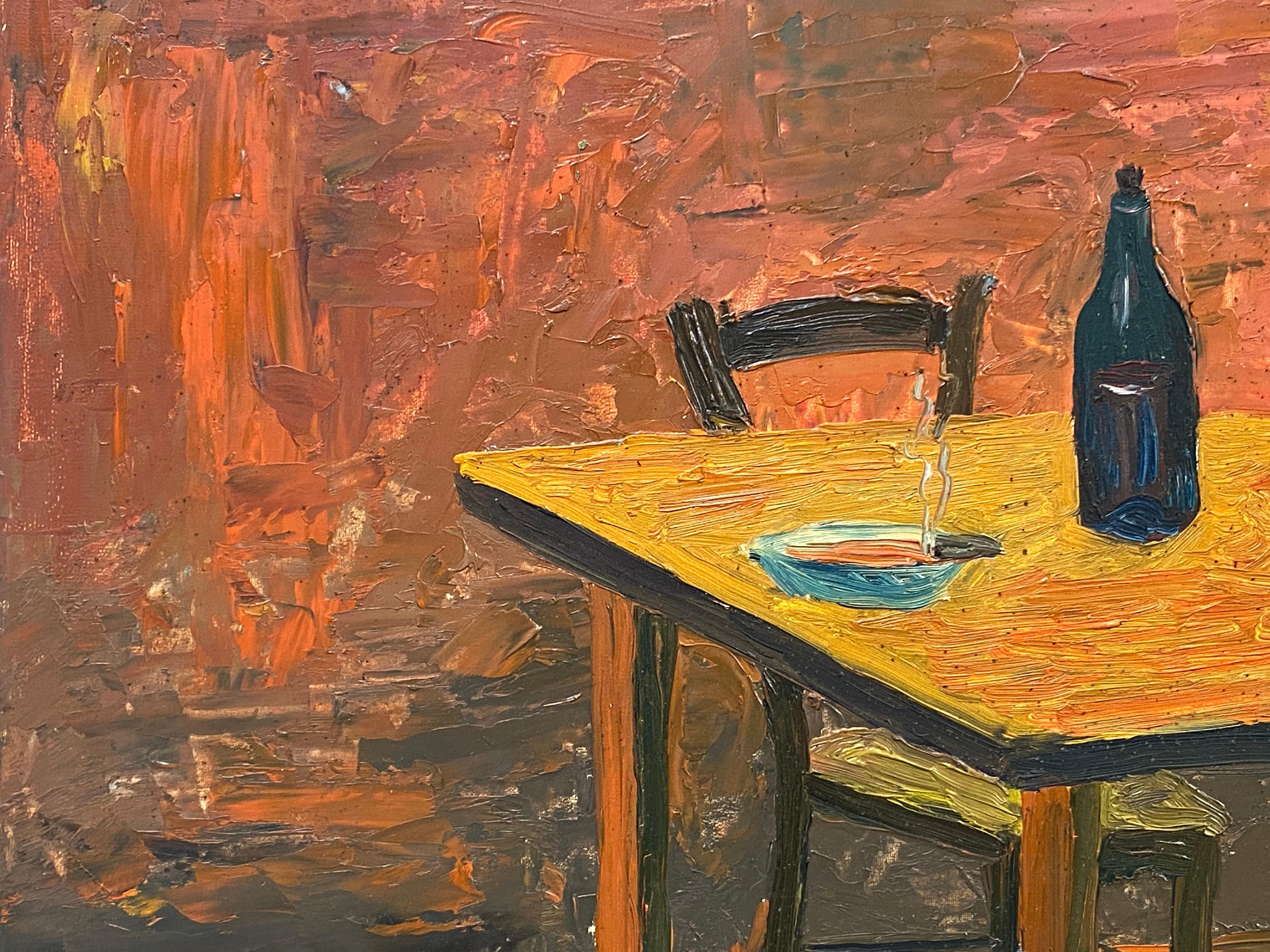 FERNAND AUDET (1923-2016) FRENCH IMPRESSIONIST OIL - ORANGE INTERIORS - Post-Impressionist Painting by Fernand Audet