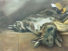 FERNAND AUDET (1923-2016) FRENCH IMPRESSIONIST OIL - STILL LIFE RABBITS