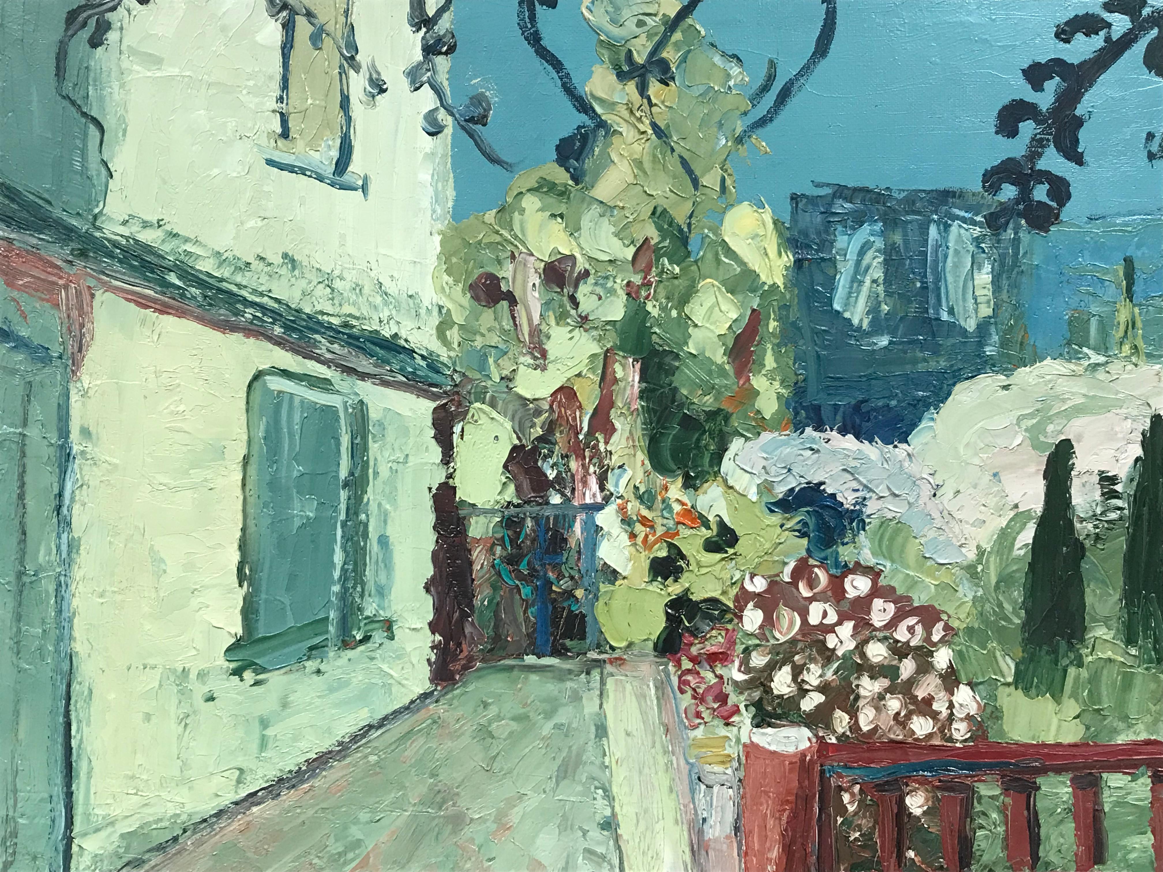 FERNAND AUDET (1923-2016) FRENCH IMPRESSIONIST SIGNED OIL - Provence Balcony  - Post-Impressionist Painting by Fernand Audet