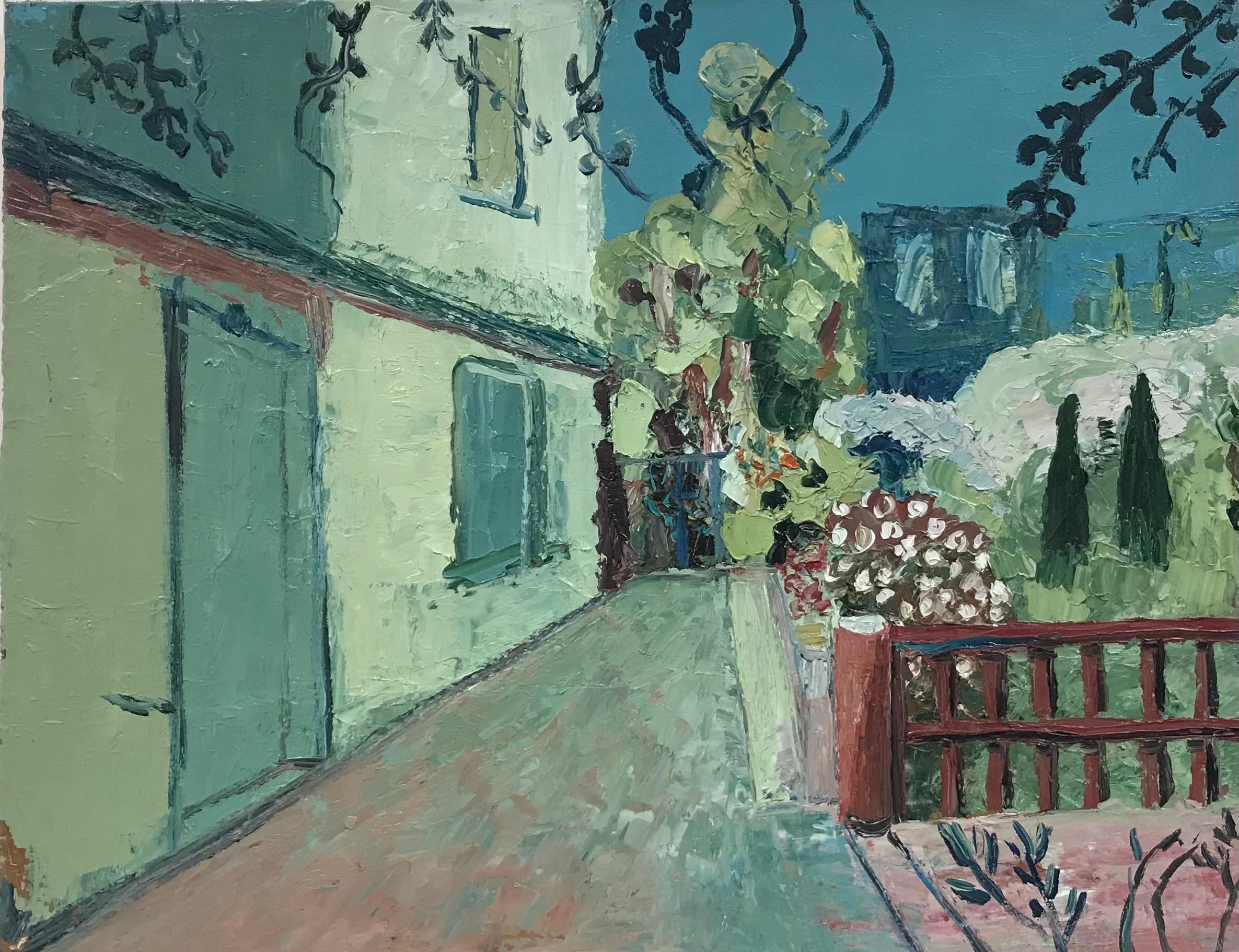Fernand Audet Landscape Painting - FERNAND AUDET (1923-2016) FRENCH IMPRESSIONIST SIGNED OIL - Provence Balcony 