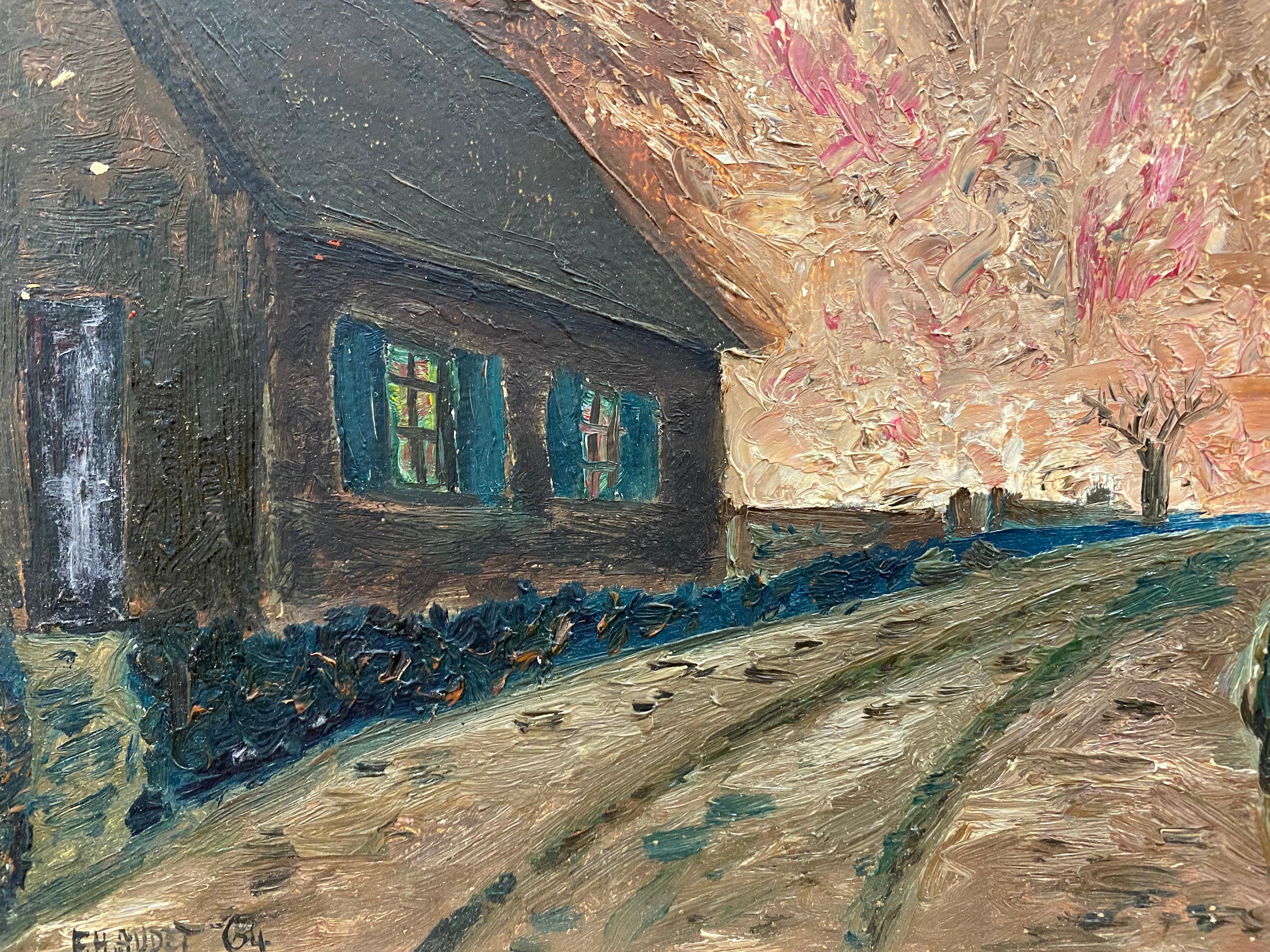 FERNAND AUDET (1923-2016) FRENCH MODERNIST OIL  - Gray Landscape Painting by Fernand Audet