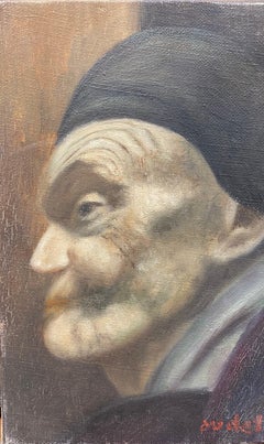 Fernand Audet (1923-2016) French Signed Oil Painting Elderly Figure