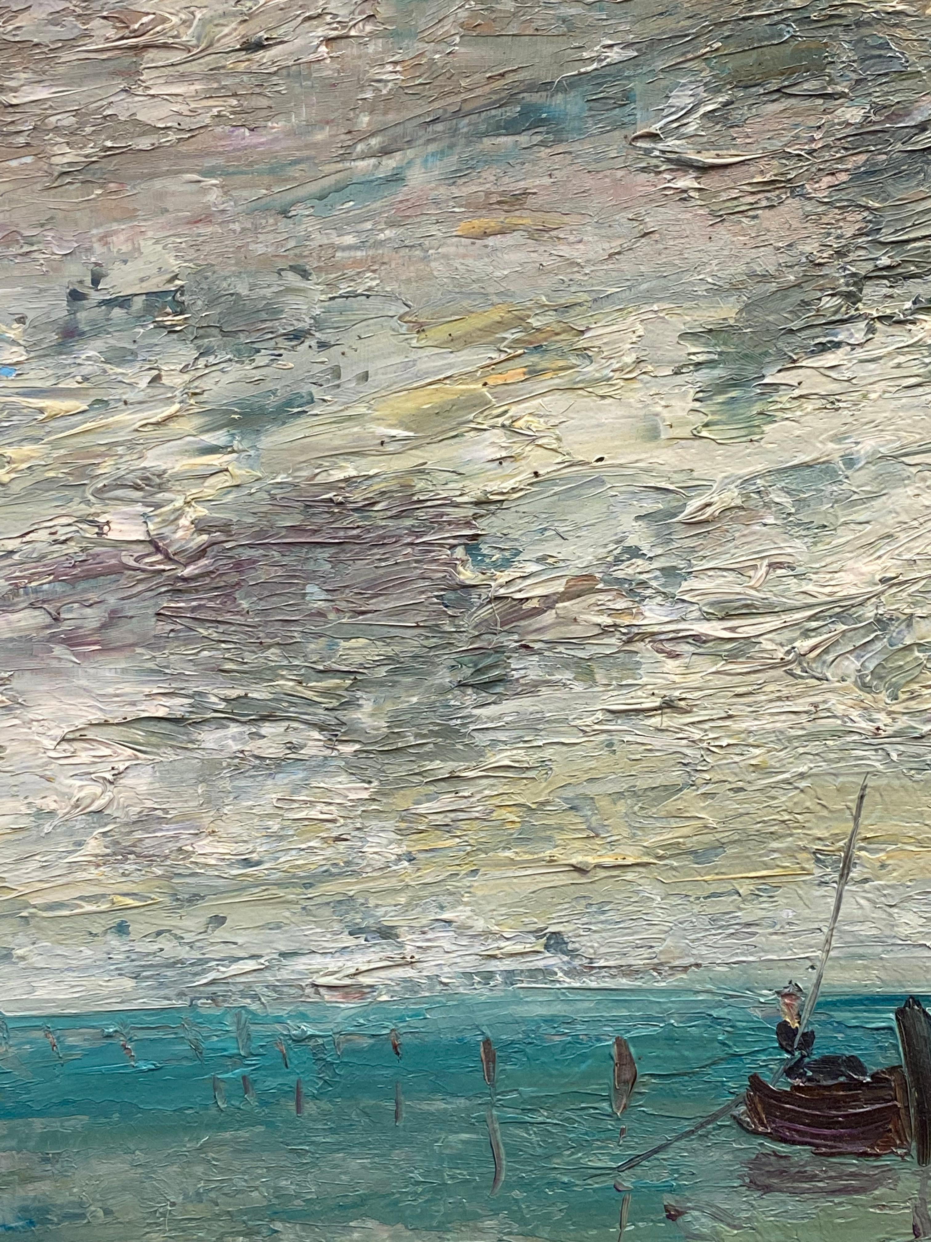 Fernand Audet Landscape Painting -  FERNAND AUDET (1923-2016) SIGNED FRENCH POST-IMPRESSIONIST OIL - FISHERMEN