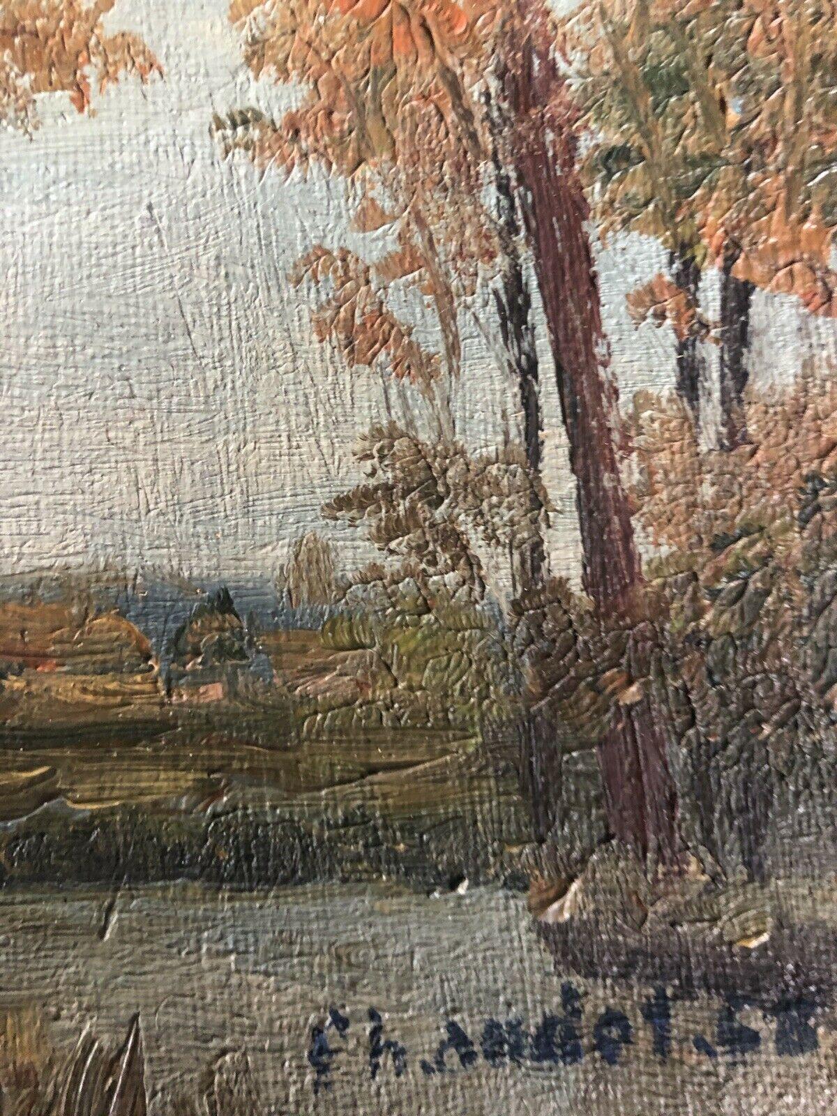 River Landscape
by Fernand Audet (French, Tarascon 1923- Mulhouse 2016)
signed, oil painting on canvas

canvas: 9 x 4.75 inches


Superb original oil painting by Fernand Audet (1923-2016). The painting is signed by the artist to the lower corner and