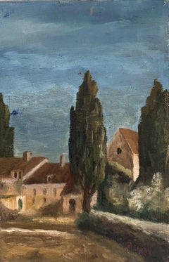 ÓLEO POSTIMPRESIONISTA FRANCÉS FIRMADO - PAISAJE PROVENZAL
