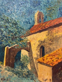 VINTAGE FRENCH POST IMPRESSIONIST OIL PAINTING - PROVENCAL VILLAGE HOUSE